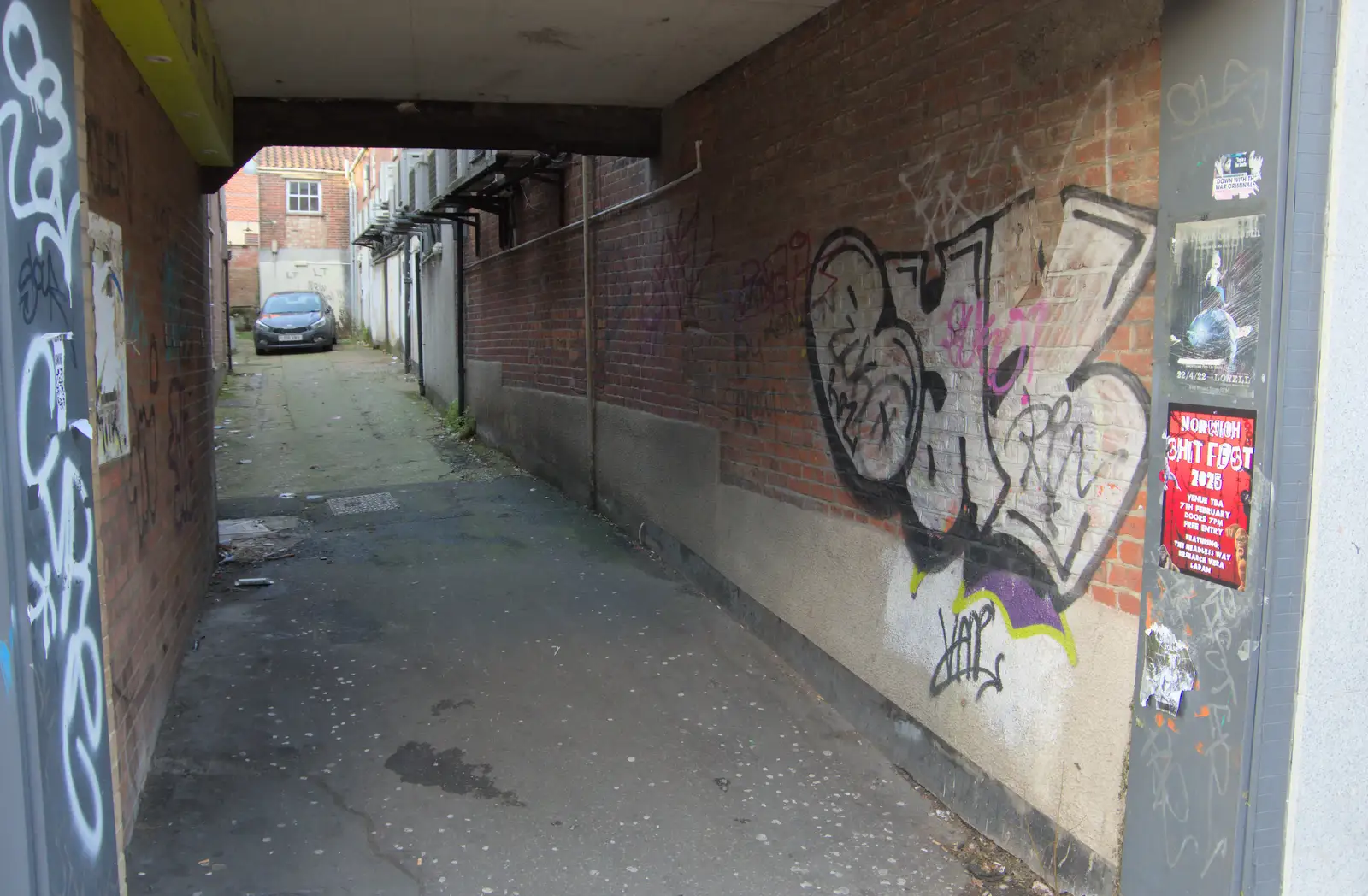 A grimy back alley off St. Stephen's Street, from The Dereliction of Anglia Square, Norwich - 7th January