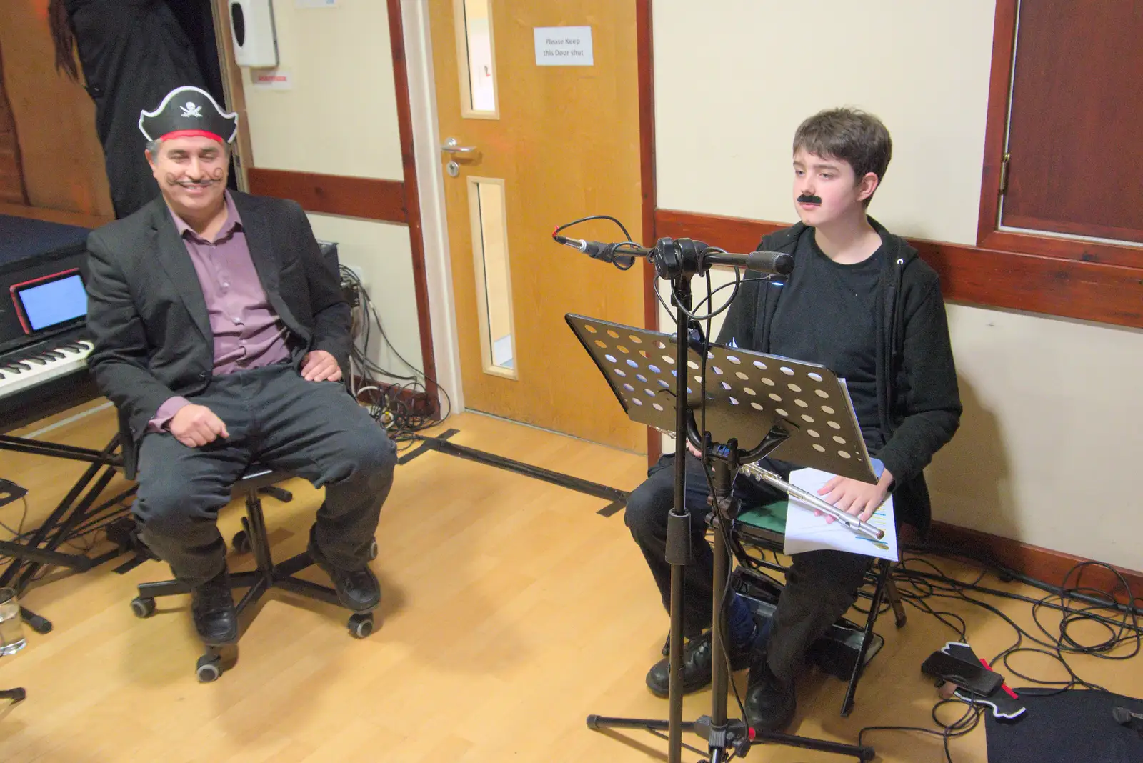 Mario and Fred, with a fake moustache, from Dove Players do Treasure Island, The Village Hall, Occold - 11th January 2025