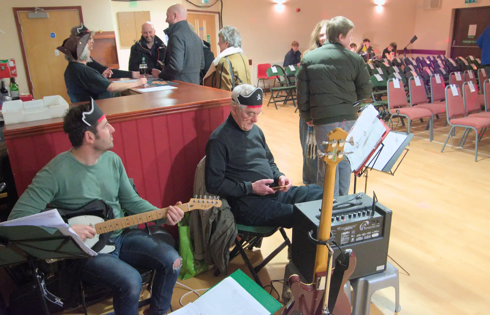 Joe and George get ready for the Friday session, from Dove Players do Treasure Island, The Village Hall, Occold - 11th January 2025