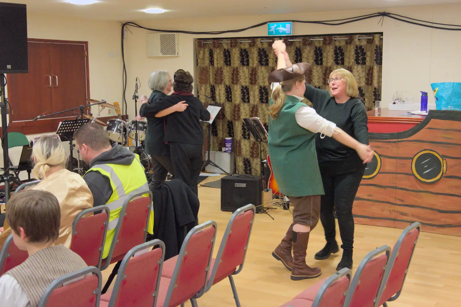 Grace and Rachel have a little dance, from Dove Players do Treasure Island, The Village Hall, Occold - 11th January 2025