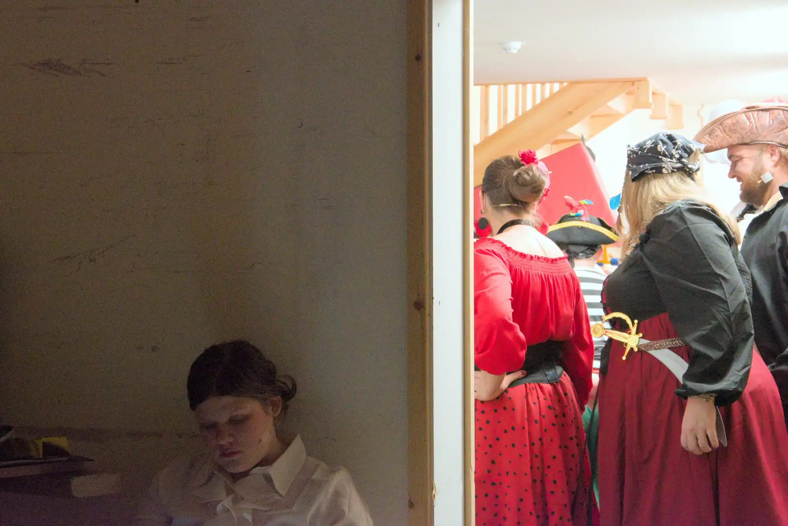 Alice checks her lines again, from Dove Players do Treasure Island, The Village Hall, Occold - 11th January 2025