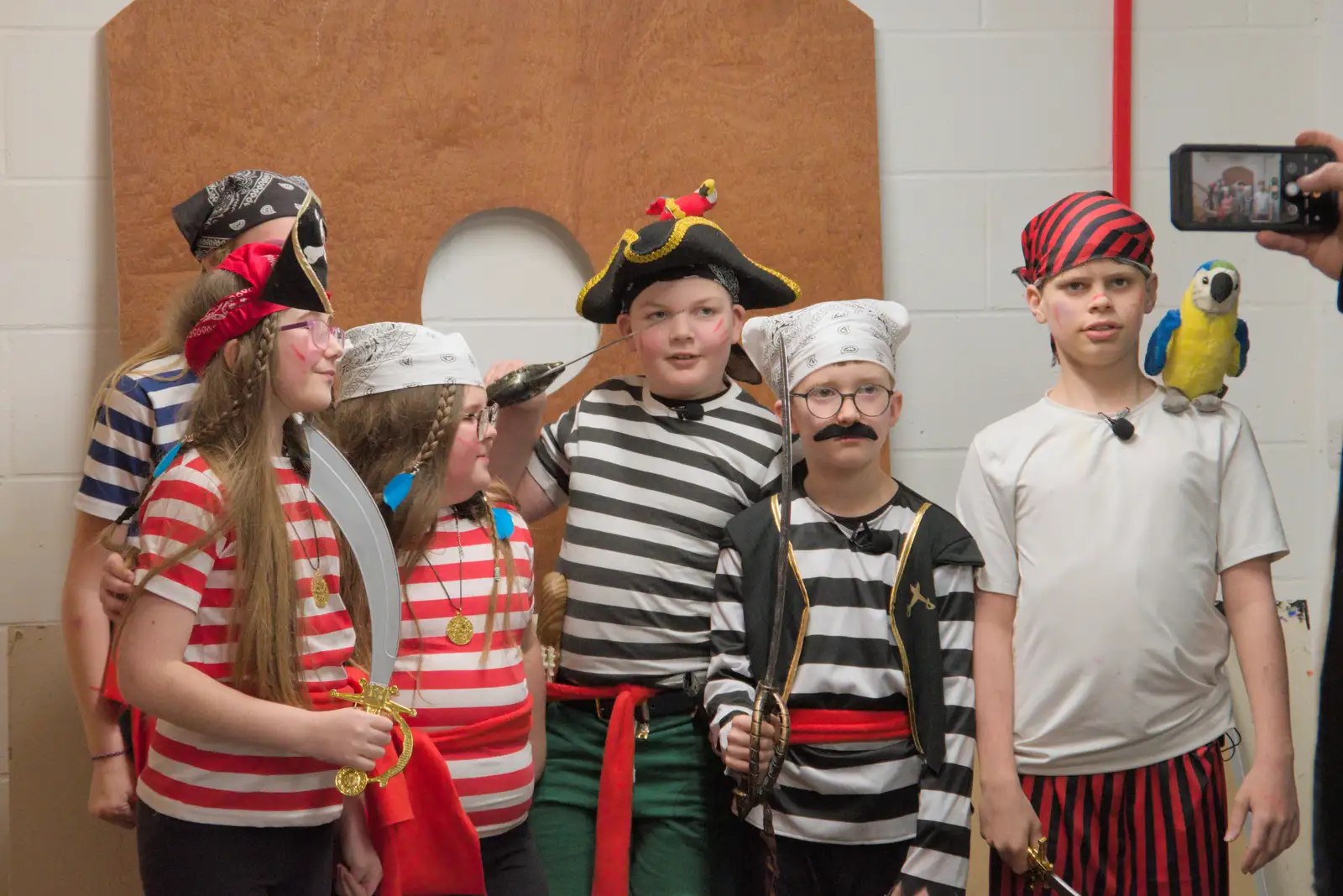 Someone does a photo of the kids as pirates, from Dove Players do Treasure Island, The Village Hall, Occold - 11th January 2025