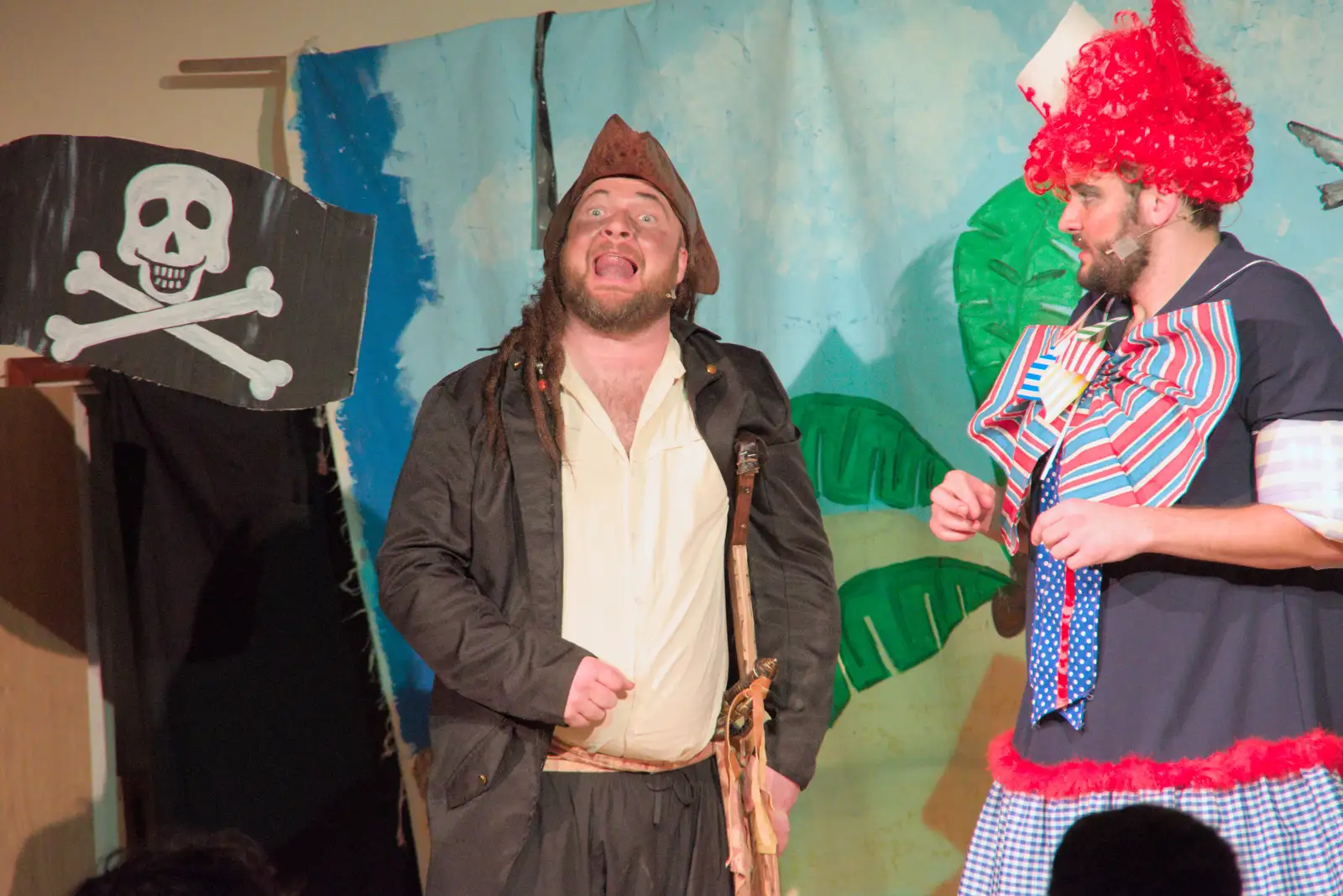 Will has a comedy face on, from Dove Players do Treasure Island, The Village Hall, Occold - 11th January 2025