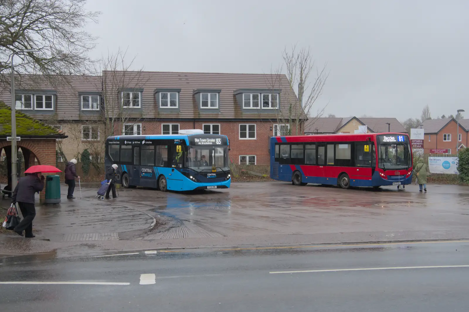 There's activity at Diss Bus Station, from The Demolition of Park Road, Diss, Norfolk - 1st February 2025