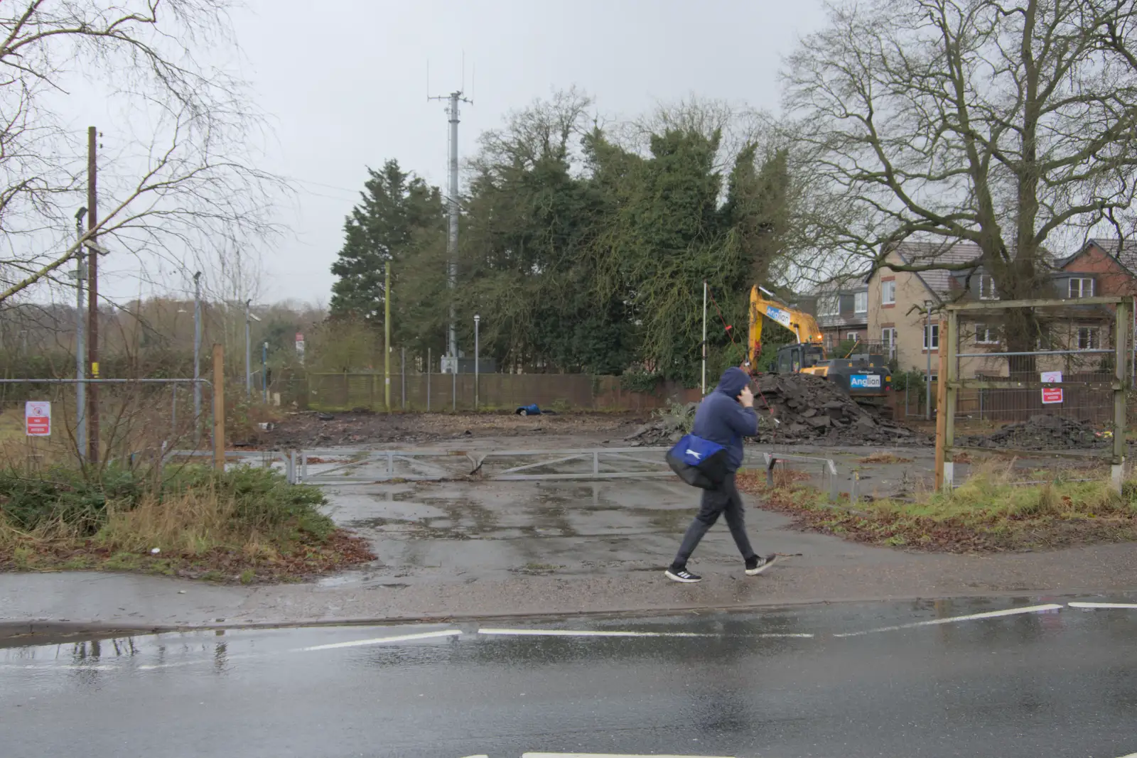 The John Grose overflow car park is dug up, from The Demolition of Park Road, Diss, Norfolk - 1st February 2025