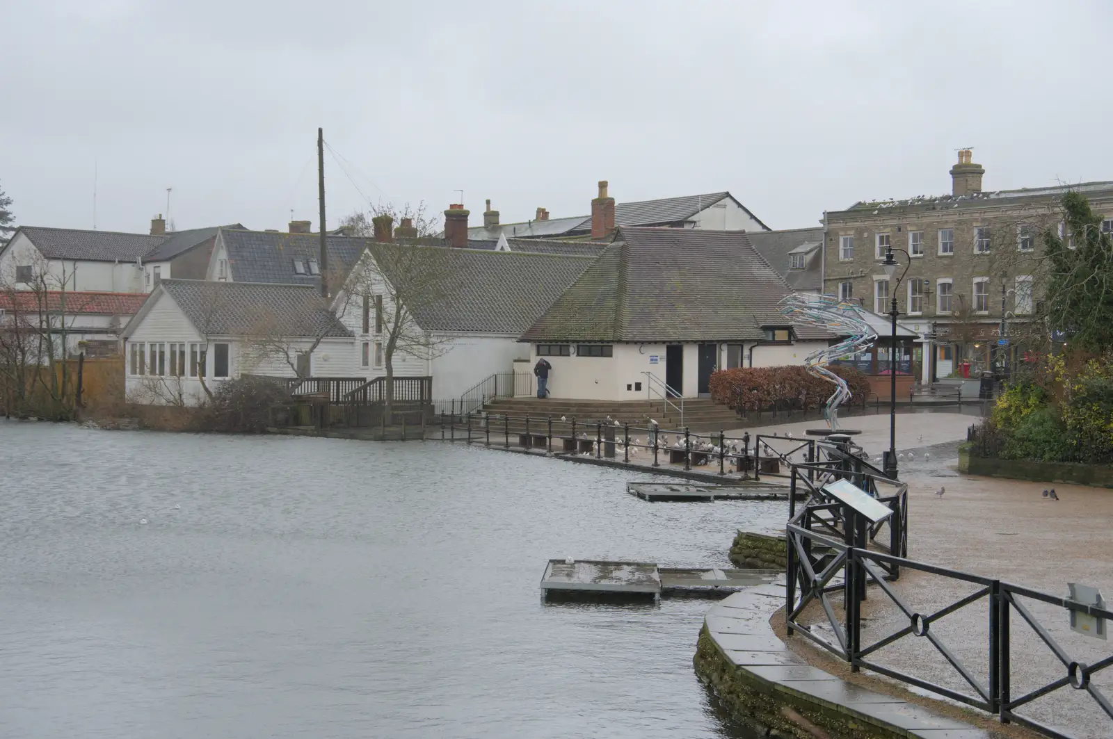 It's grey and cold at the Mere, from The Demolition of Park Road, Diss, Norfolk - 1st February 2025