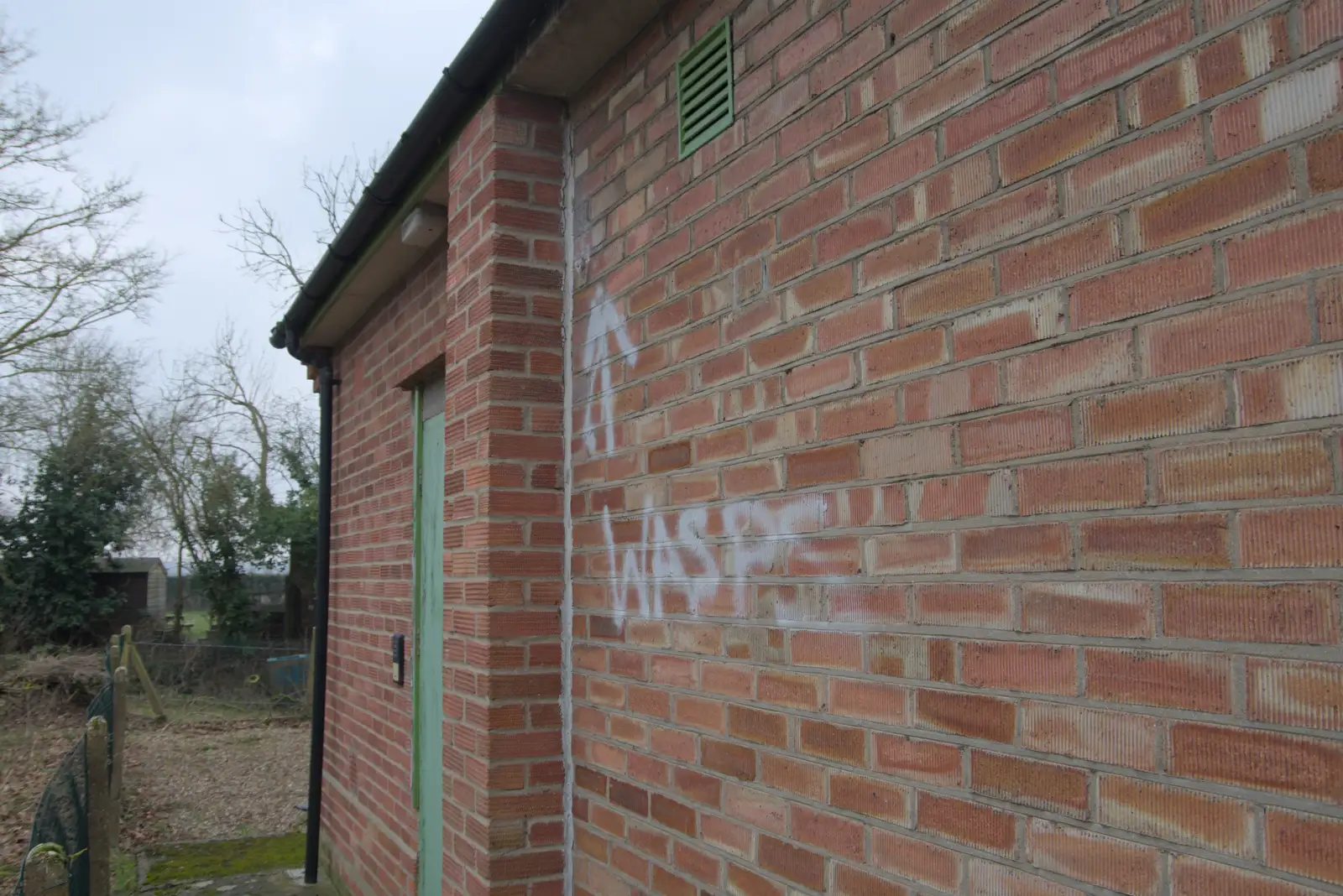 A sign on a pumping station points to wasps, from A Pub Walk to the Railway Tavern, Mellis, Suffolk - 9th February 2025