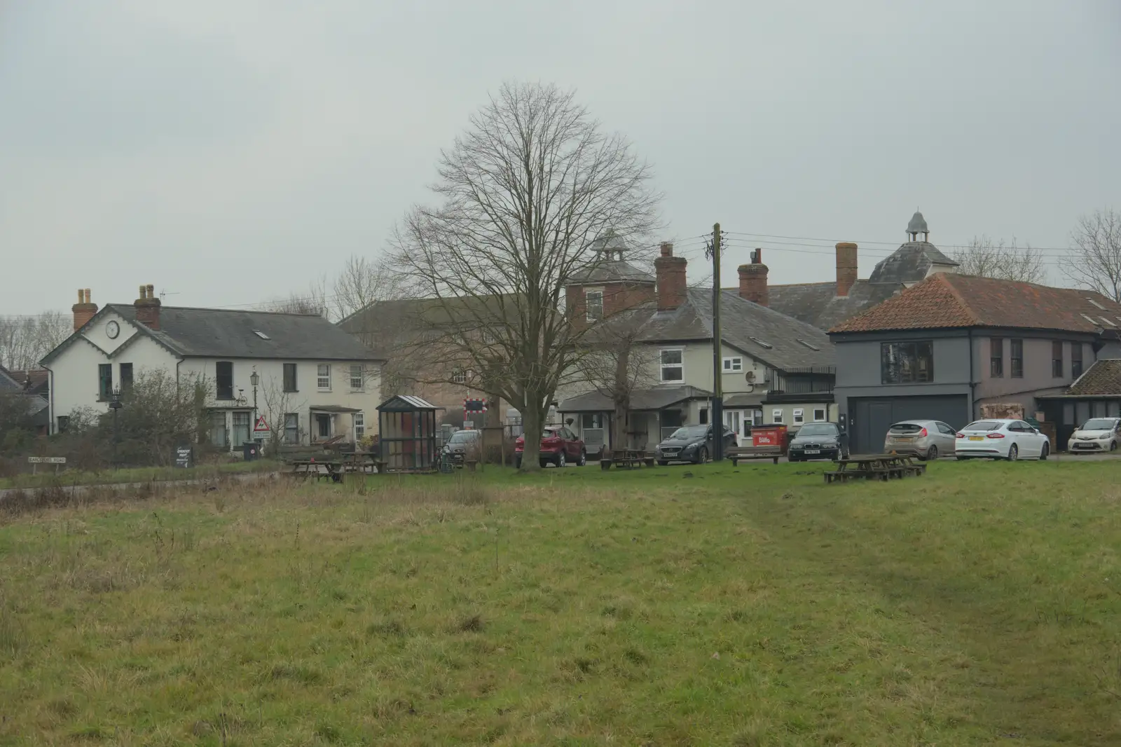 A cluster of buildings around the Mellis Railway, from A Pub Walk to the Railway Tavern, Mellis, Suffolk - 9th February 2025