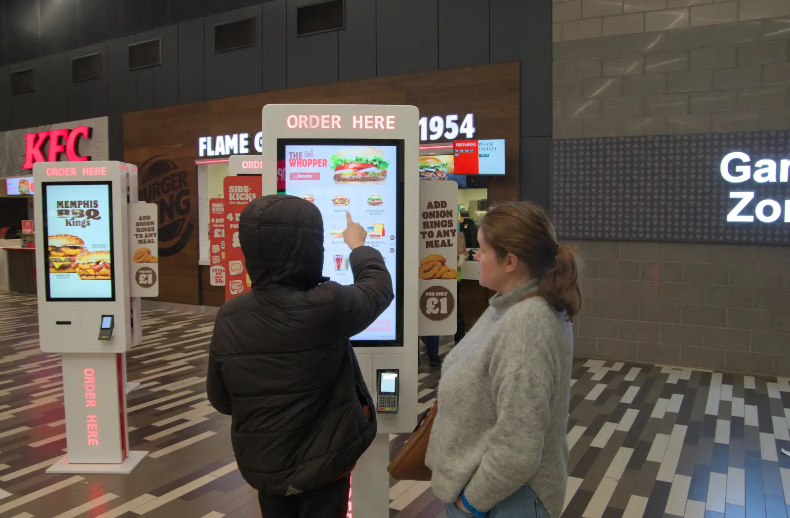 Harry chooses food at Burger King, M3 Fleet South, from A Return to Chagford, Devon - 16th February 2025