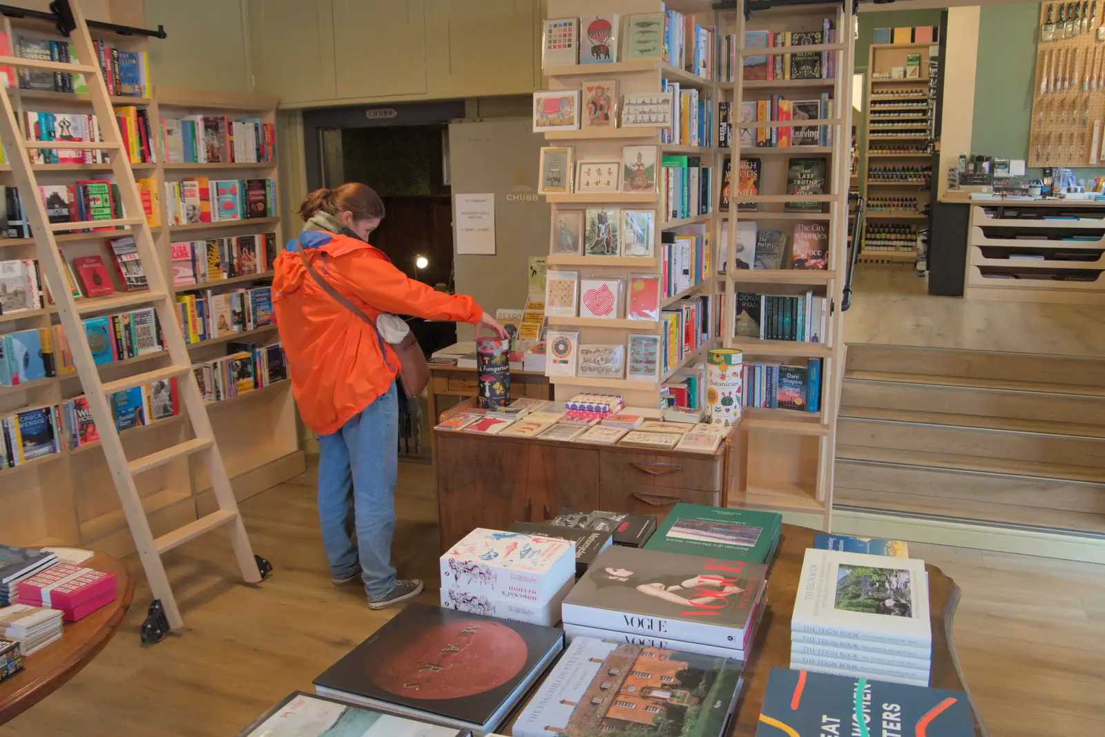 Isobel in Astor's book shop, from A Return to Chagford, Devon - 16th February 2025