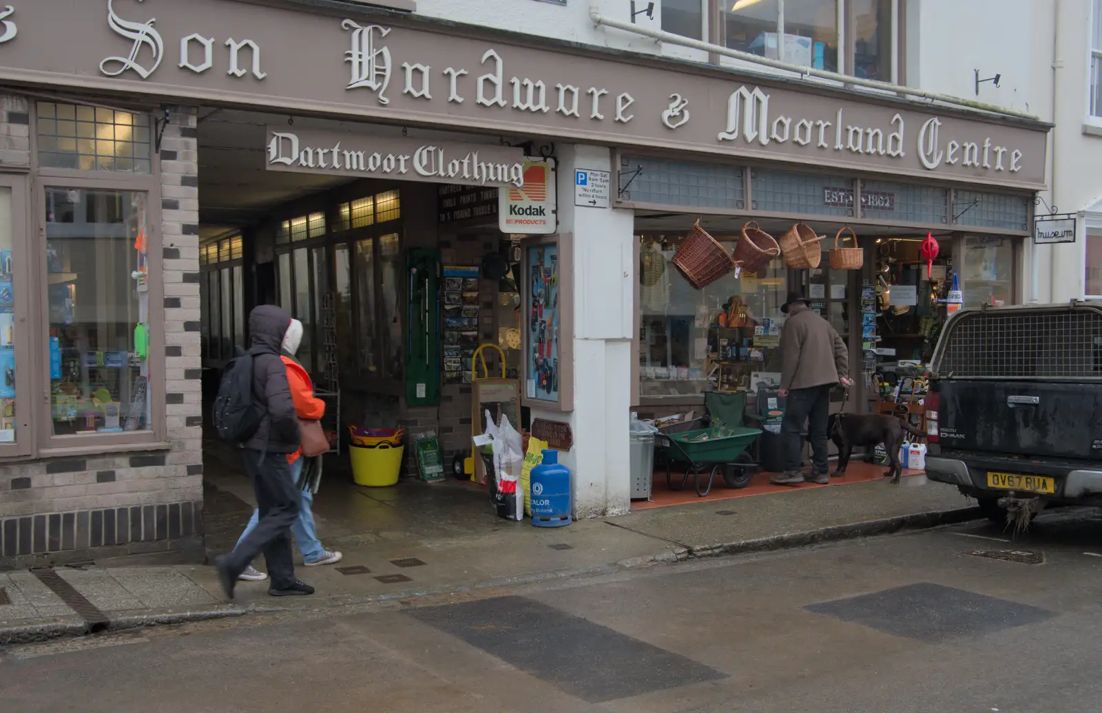 Harry and Isobel wander past Bowden's , from A Return to Chagford, Devon - 16th February 2025