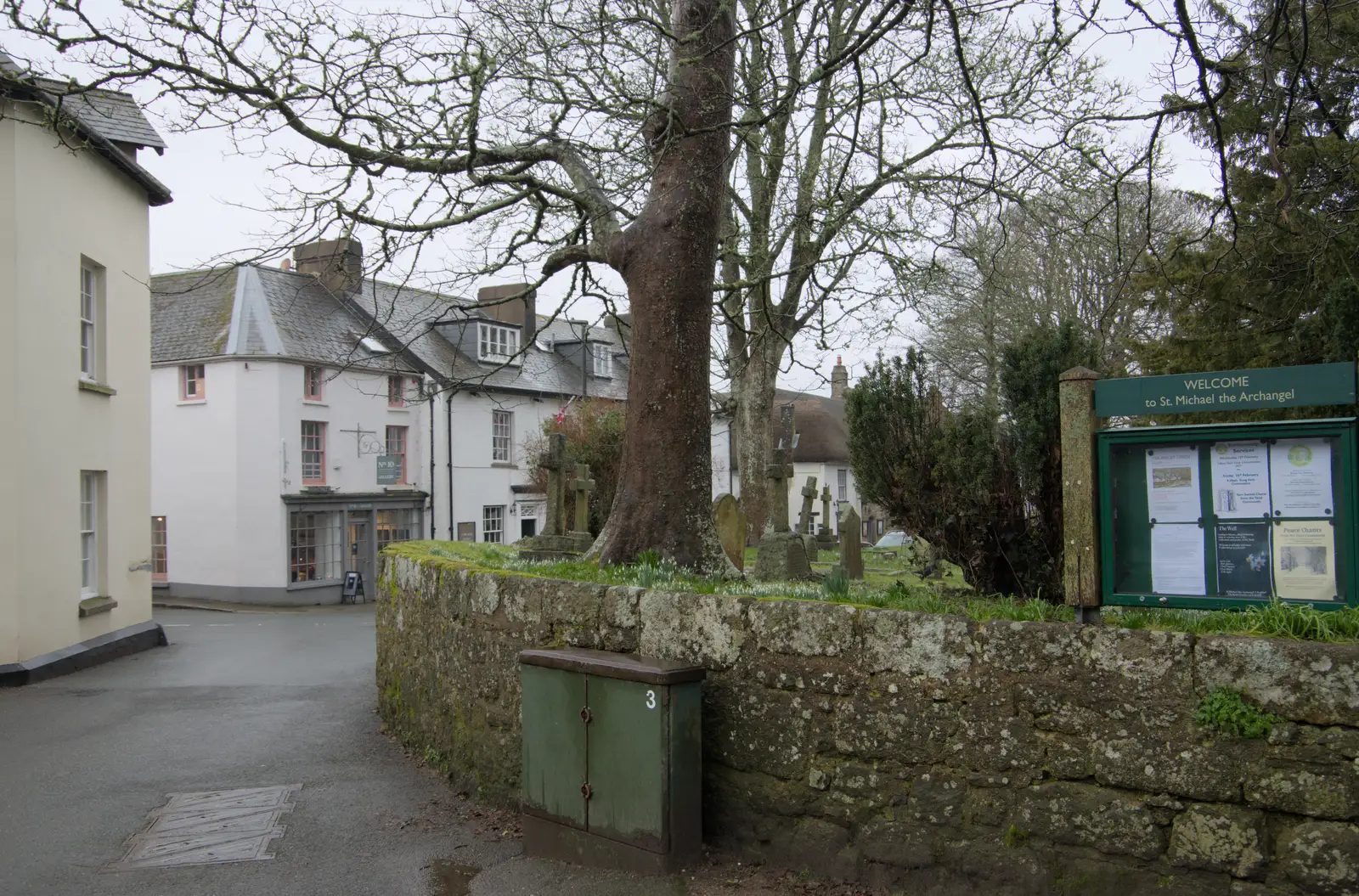 The view up to the Globe Inn and St. Michael's, from A Return to Chagford, Devon - 16th February 2025