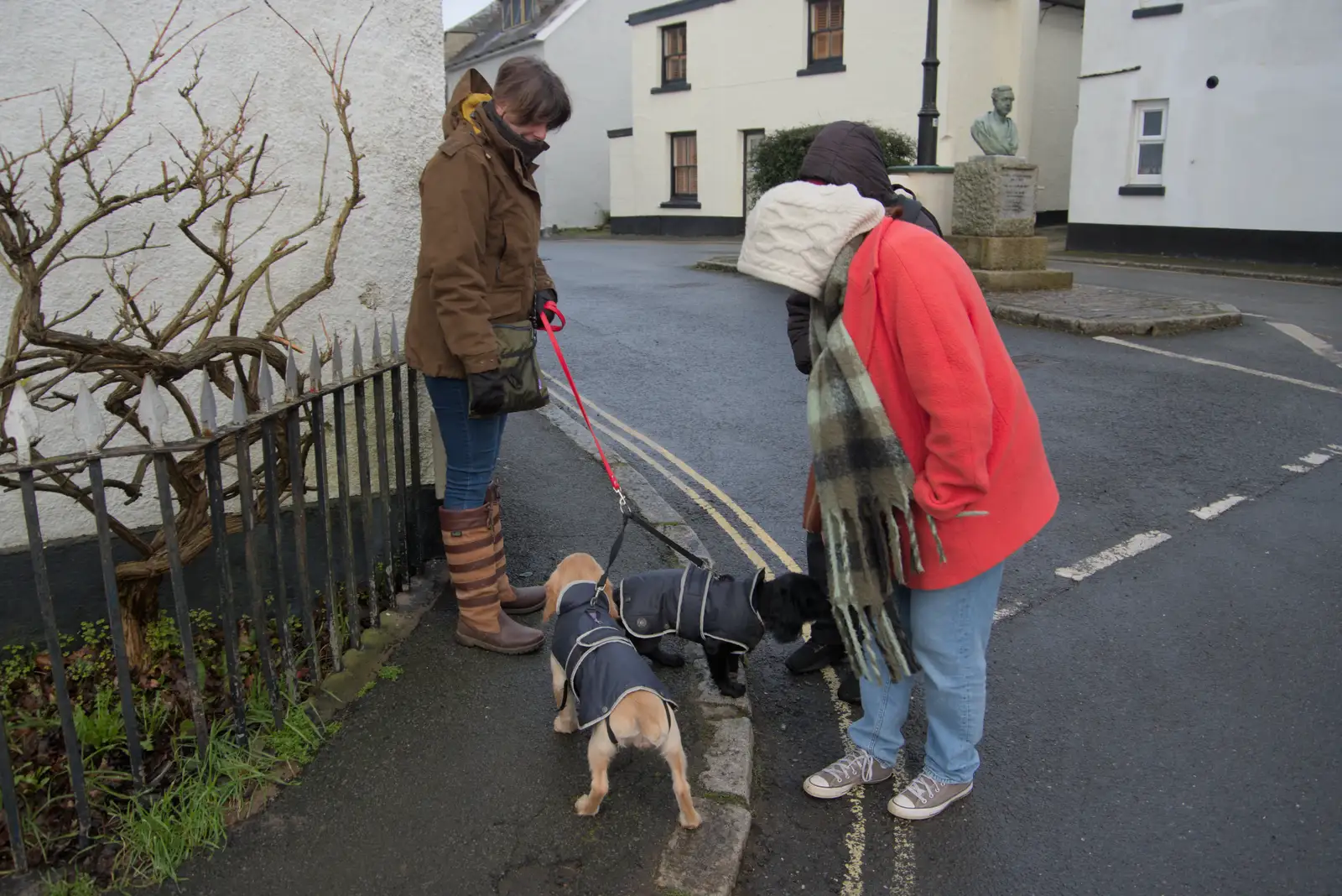 Isobel meets a couple of dogs, from A Return to Chagford, Devon - 16th February 2025