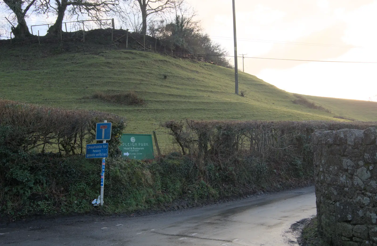 Evidence of some old terracing on a hillside, from A Return to Chagford, Devon - 16th February 2025