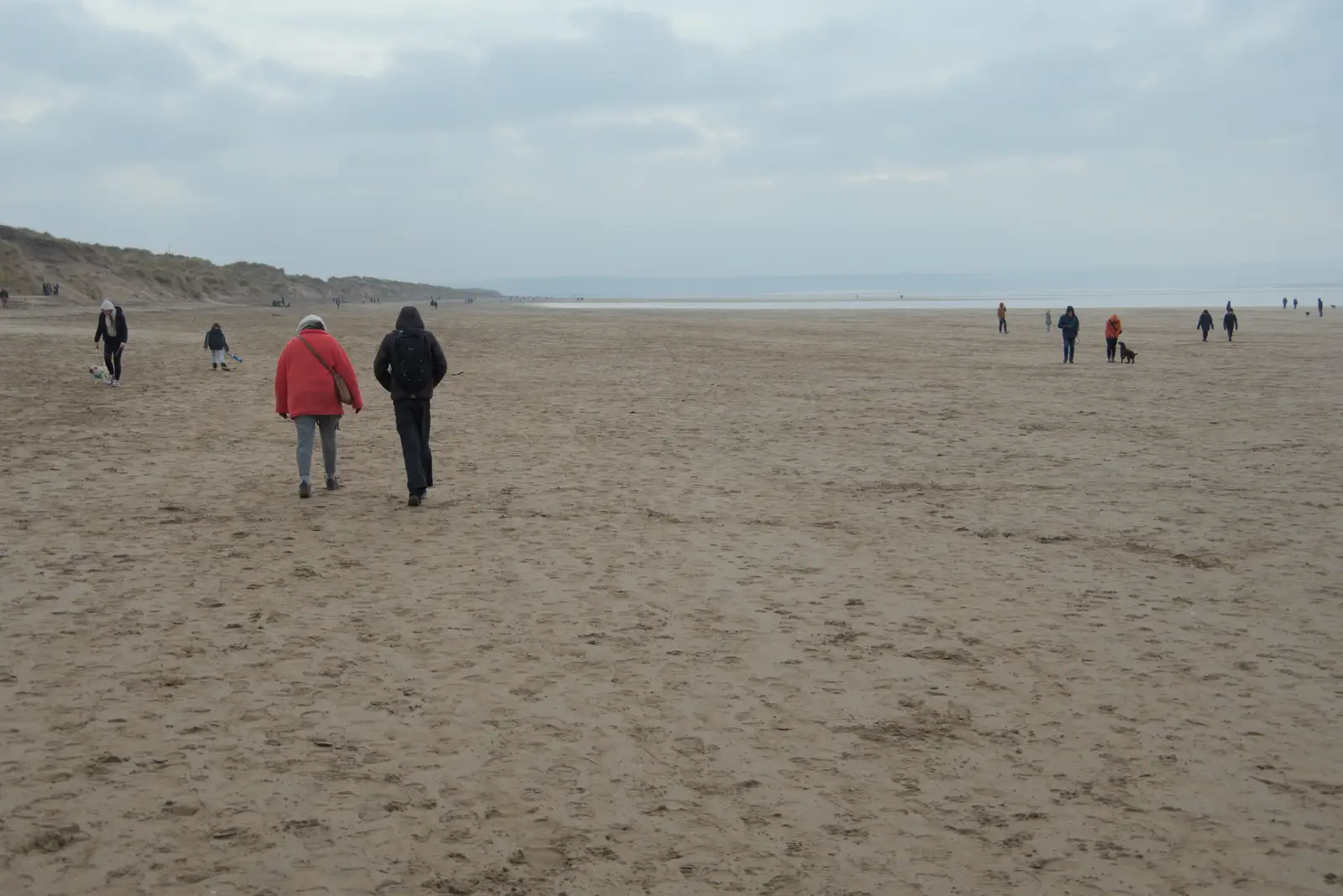 Isobel and Harry on the wide beach at Saunton, from A Return to Chagford, Devon - 16th February 2025