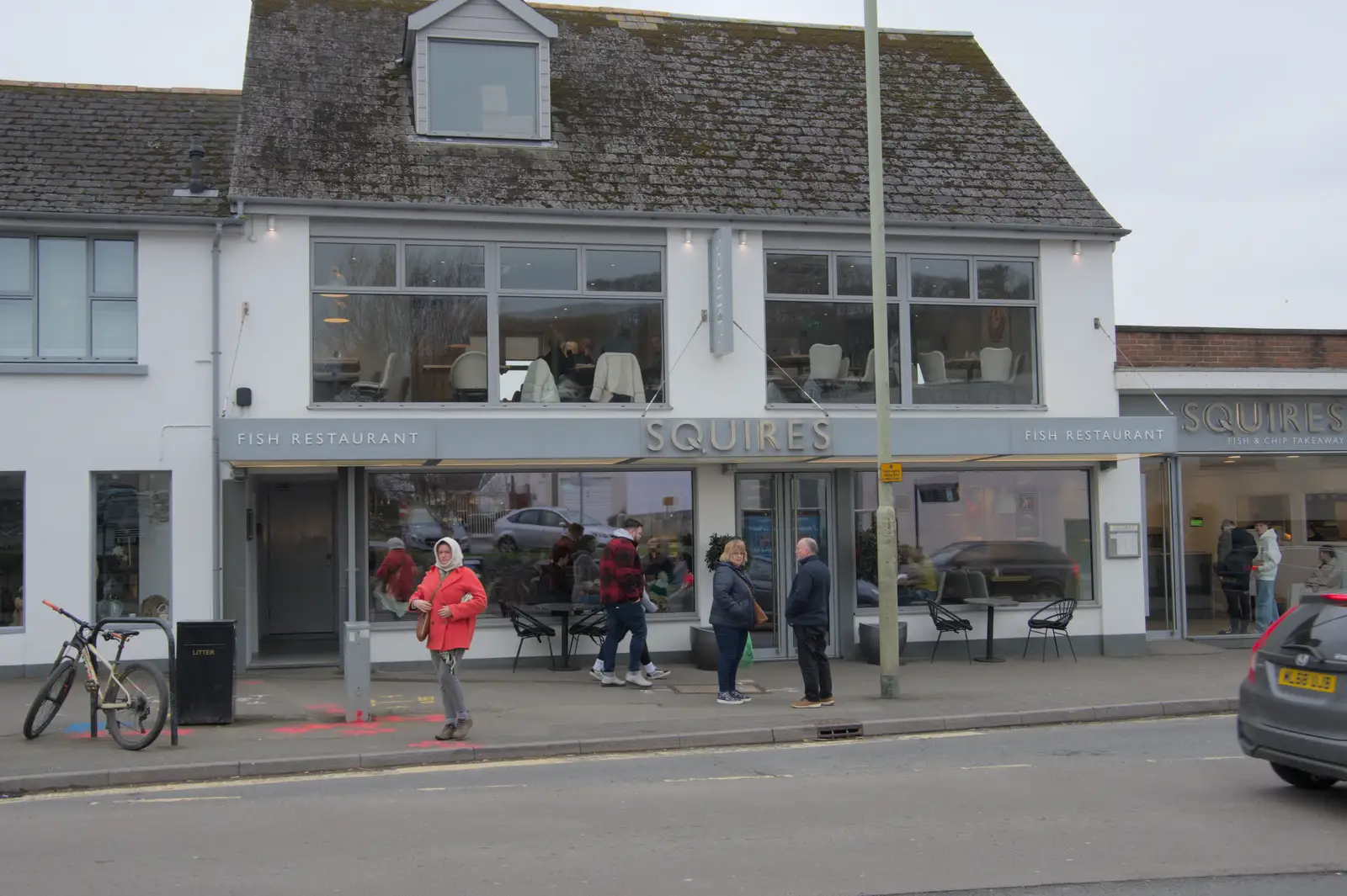 Isobel outside Squire's fish restaurant, from A Return to Chagford, Devon - 16th February 2025