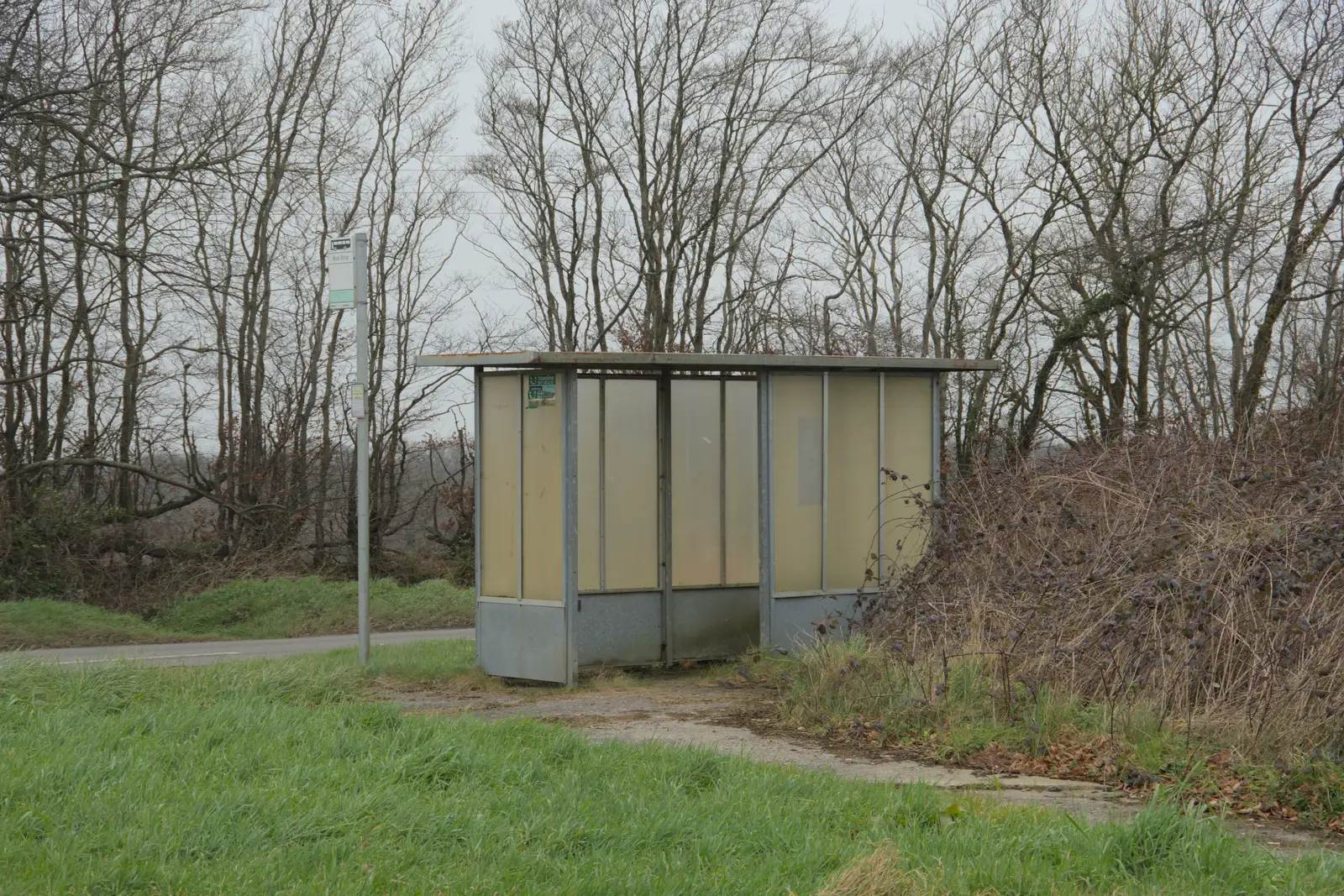 A useful bus shelter where you can't see the bus, from A Return to Chagford, Devon - 16th February 2025