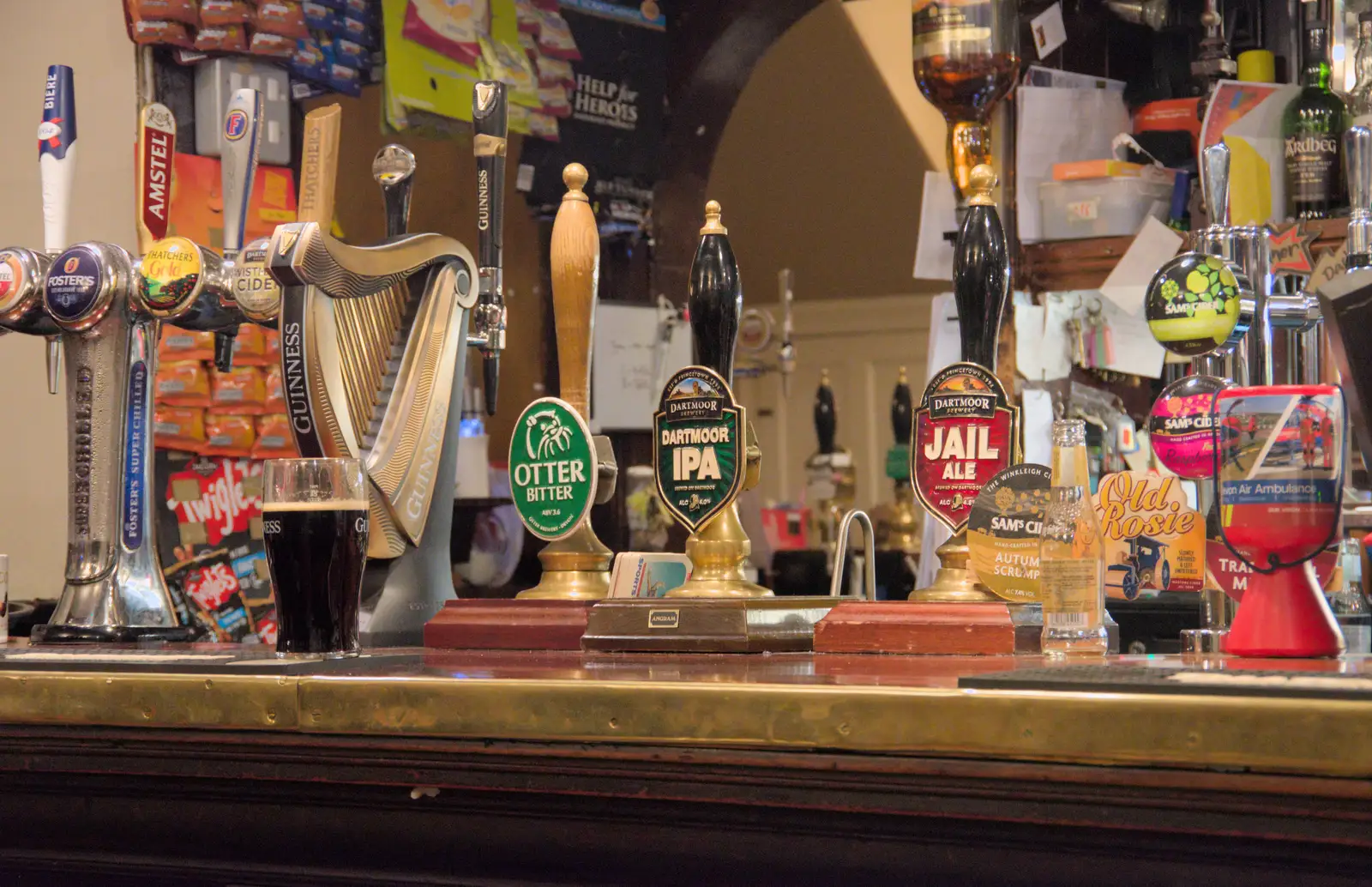 Beer pumps on the Globe's bar, from A Return to Chagford, Devon - 16th February 2025