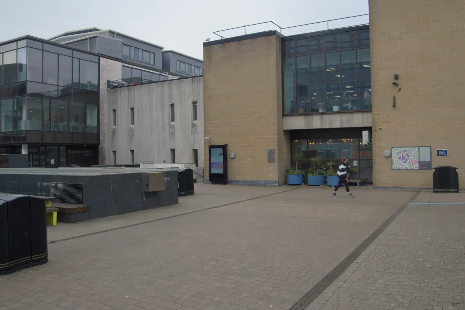 The former LRC remains, but the pyramid is gone, from Uni: A Return to Plymouth Polytechnic, Devon - 17th Februry 2025