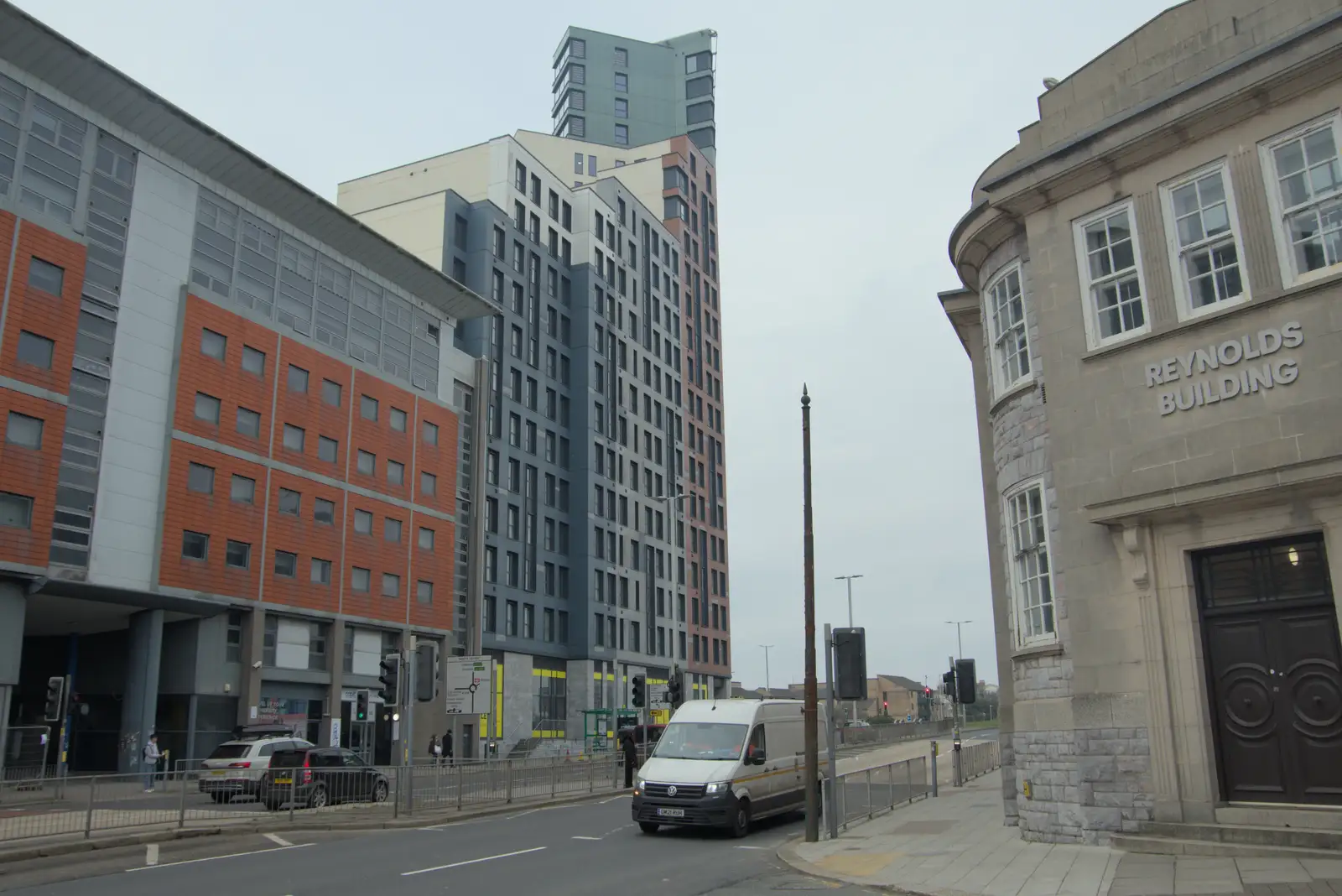 The old YMCA has been replaced with a tower block, from Uni: A Return to Plymouth Polytechnic, Devon - 17th Februry 2025