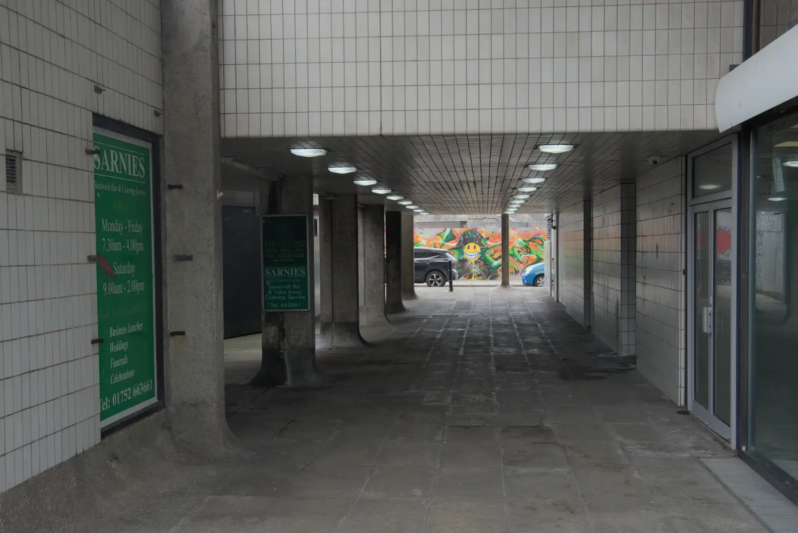 The old way into town, under the Money Centre, from Uni: A Return to Plymouth Polytechnic, Devon - 17th Februry 2025