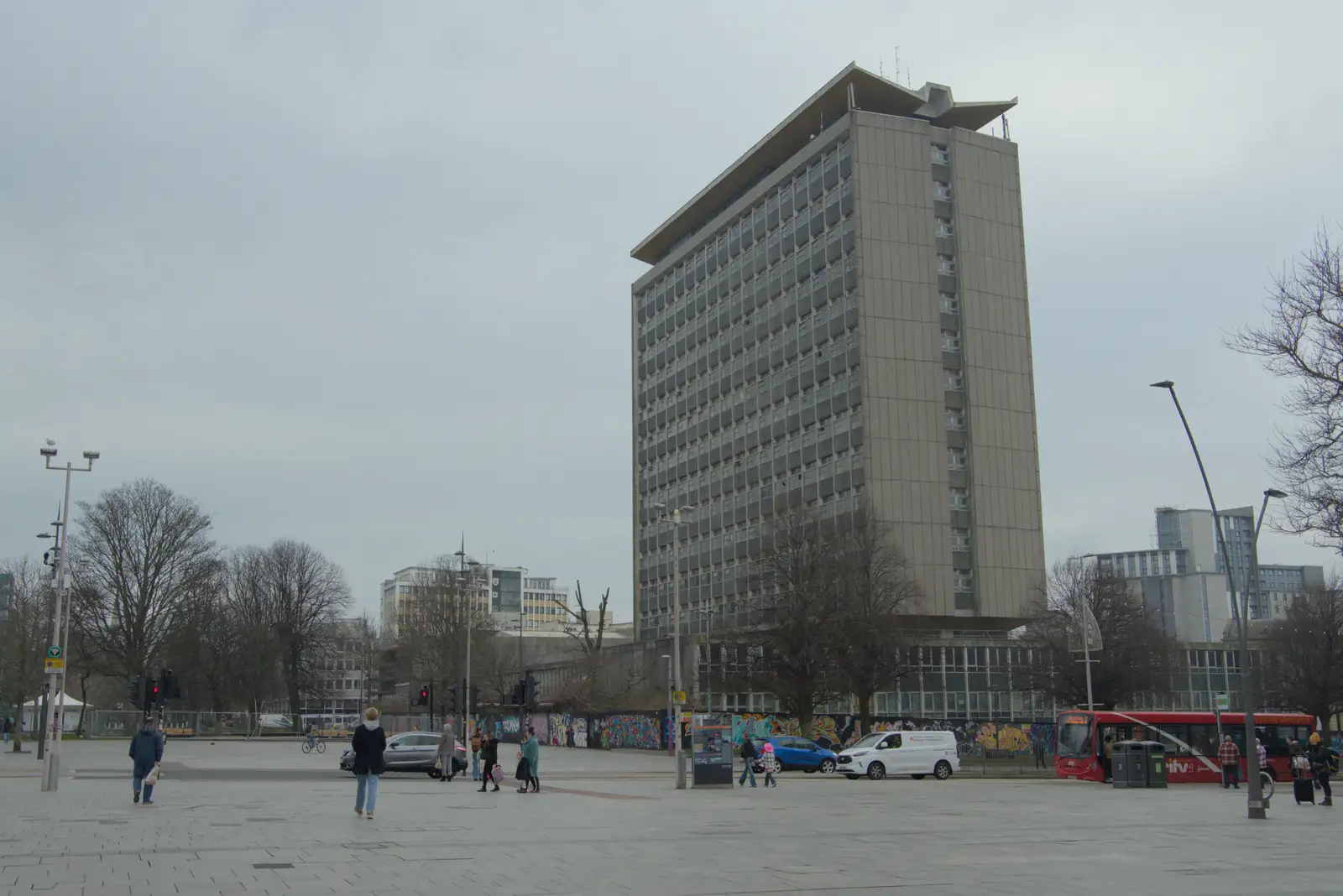 The Civic Centre from across Royal Parade, from Uni: A Return to Plymouth Polytechnic, Devon - 17th Februry 2025