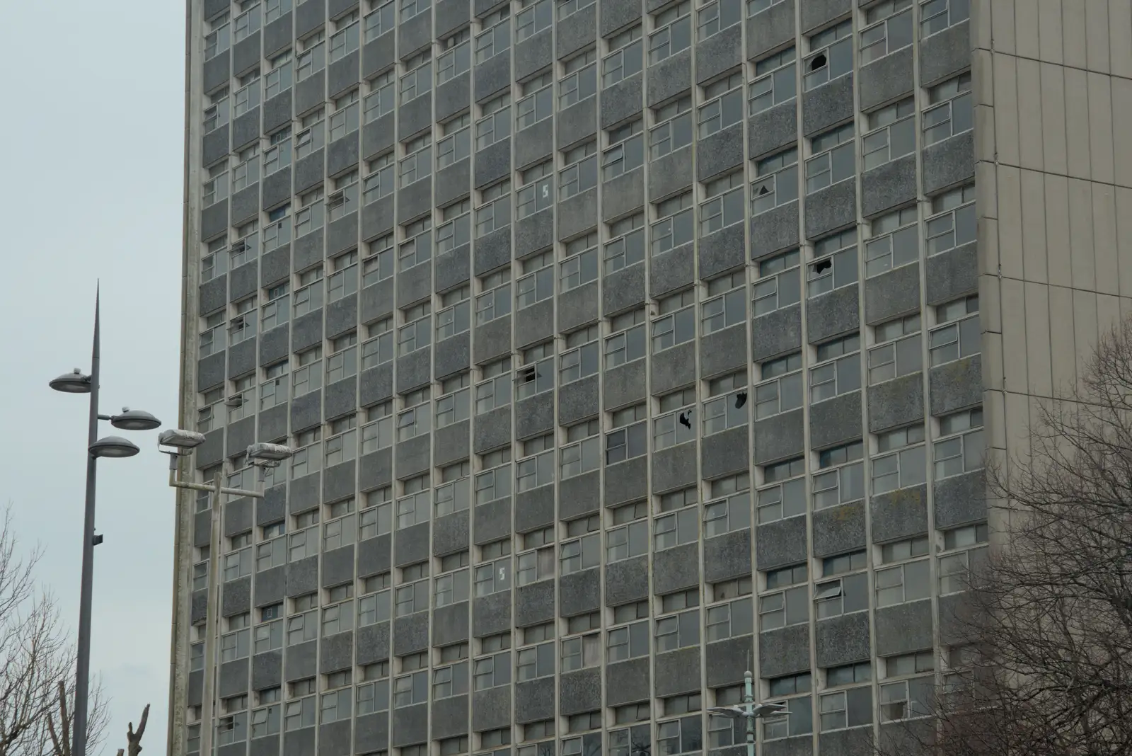 The 1960s Civic Centre is looking properly derelict, from Uni: A Return to Plymouth Polytechnic, Devon - 17th Februry 2025