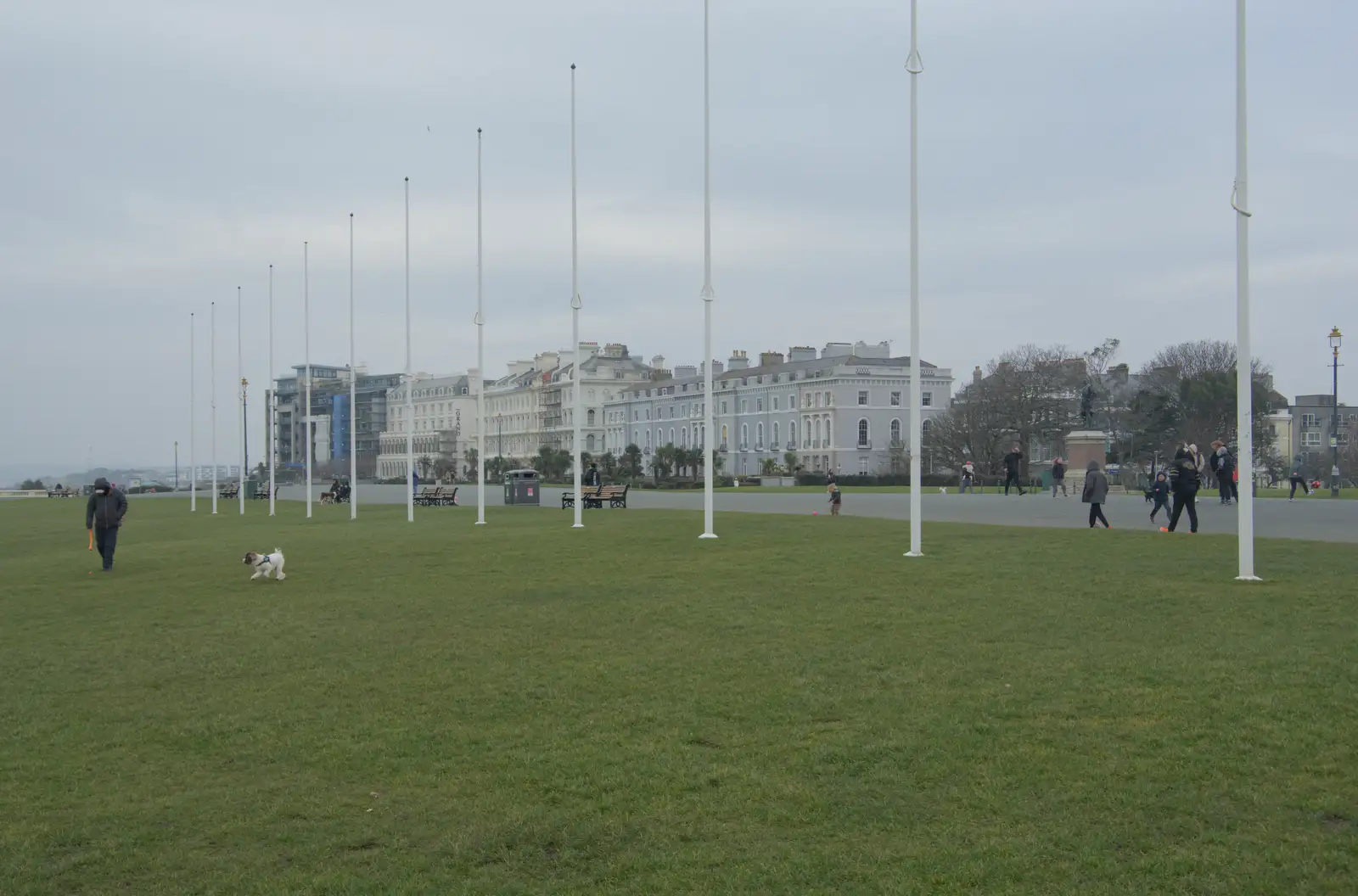 The flag poles on Plymouth Hoe, from Uni: A Return to Plymouth Polytechnic, Devon - 17th Februry 2025