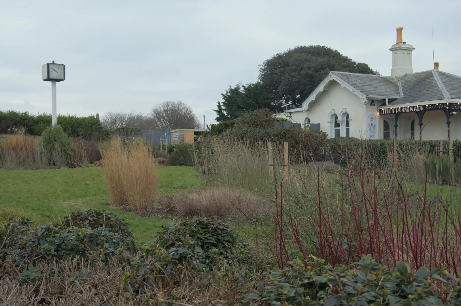 The clock and promenade café are still there, from Uni: A Return to Plymouth Polytechnic, Devon - 17th Februry 2025