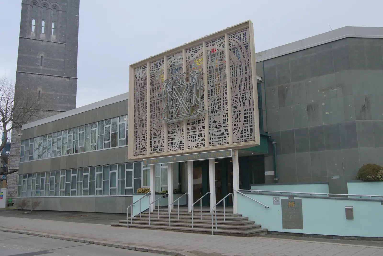 The funky 1963 stylings on Plymouth Crown Court, from Uni: A Return to Plymouth Polytechnic, Devon - 17th Februry 2025