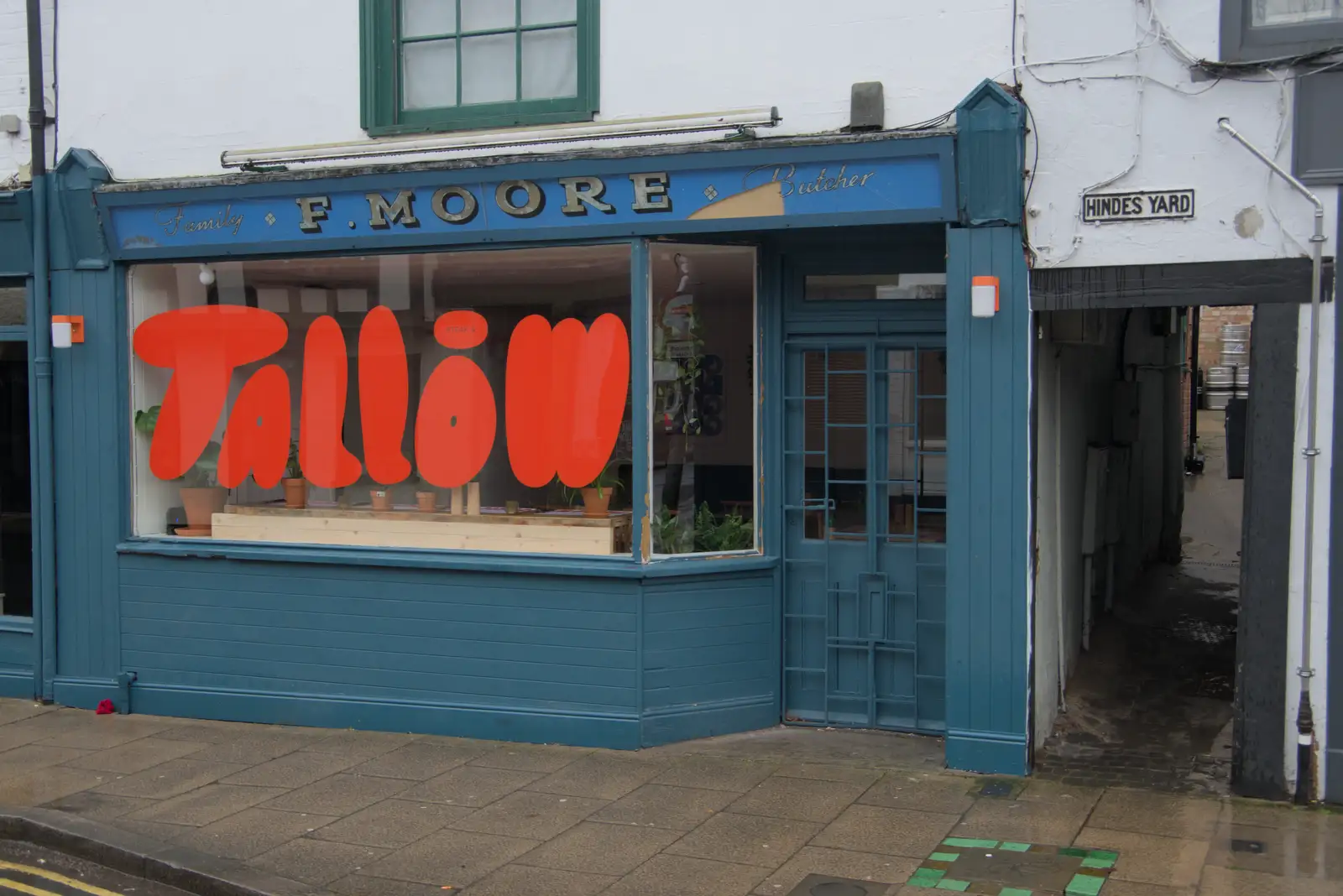 An old sign for F. Moore family butchers, from A Rainy Couple of Hours in Norwich, Norfolk - 24th February 2025