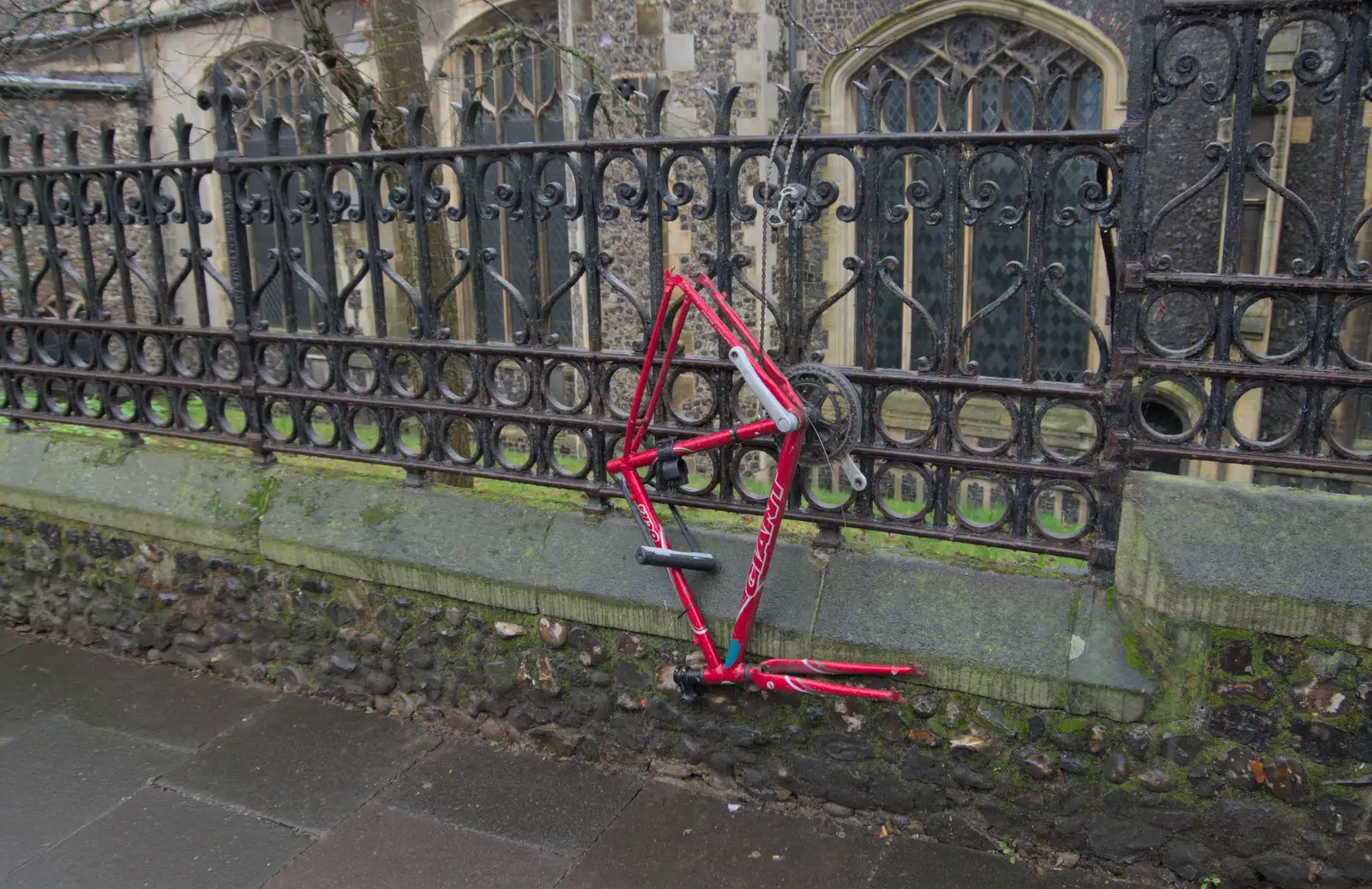 There's not much left of a chained-up bicycle, from A Rainy Couple of Hours in Norwich, Norfolk - 24th February 2025