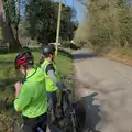 Harry stops to make adjustments in Thornham Magna, A Sunday Pub Ride, Thornham and Mellis - 9th March 2025