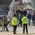 Rozzers monitor the stream of football fans, Avoiding Football in Norwich, Norfolk - 18th April 2025
