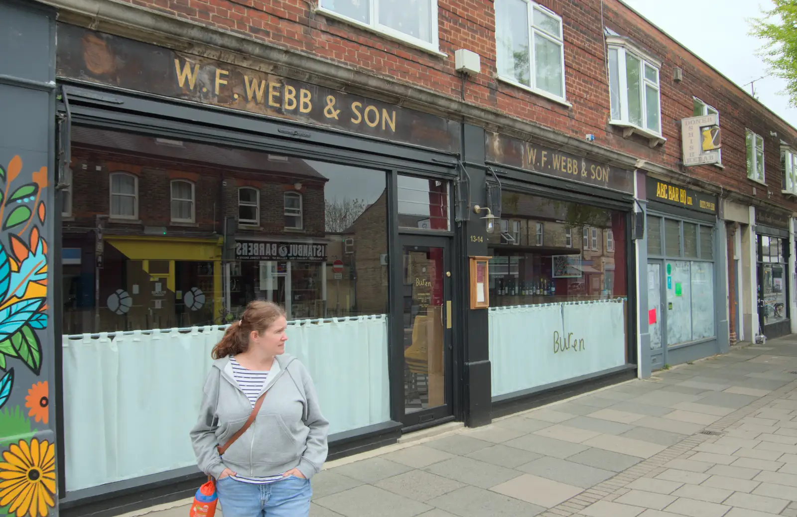 Isobel outside the old W.F. Webb & Son, from Back in the Bridge: A Short Trip to Cambridge - 21st April 2025