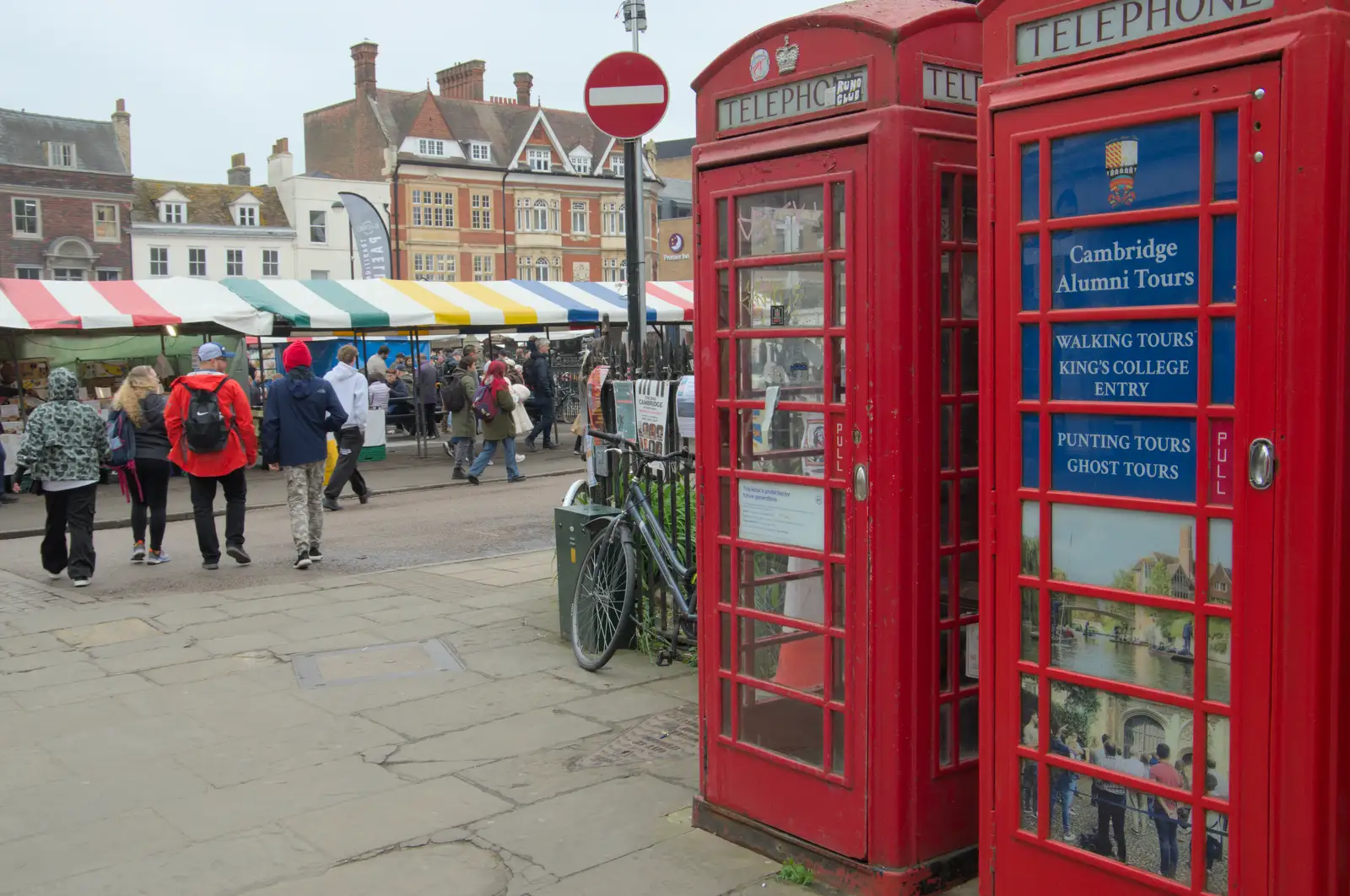 K6 phone boxes and the market, from Back in the Bridge: A Short Trip to Cambridge - 21st April 2025