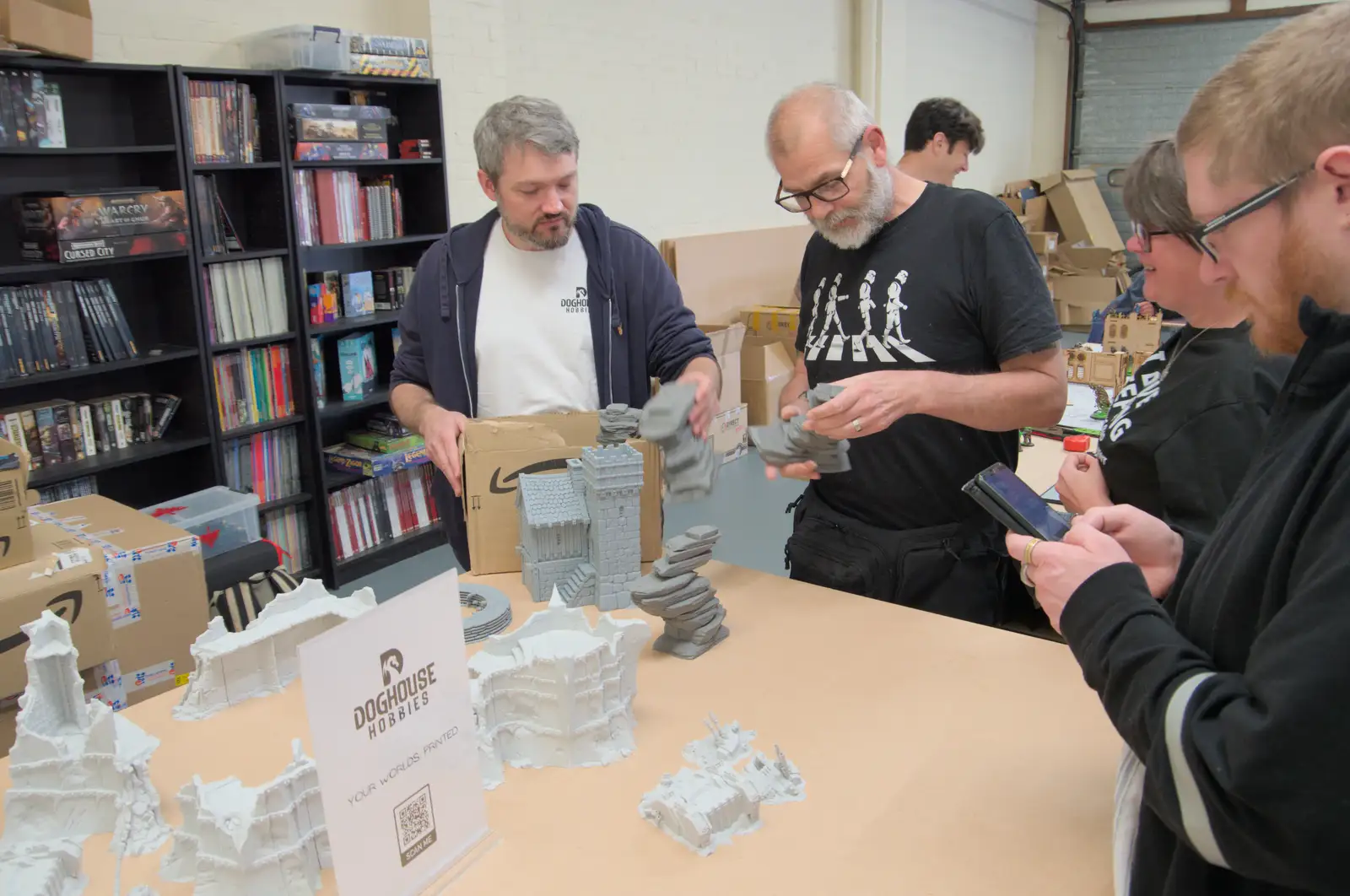 A table of impressive 3D-printed scenery, from Diss Games Opening and Mirka's Birthday, Brome, Suffolk - 26th April 2025