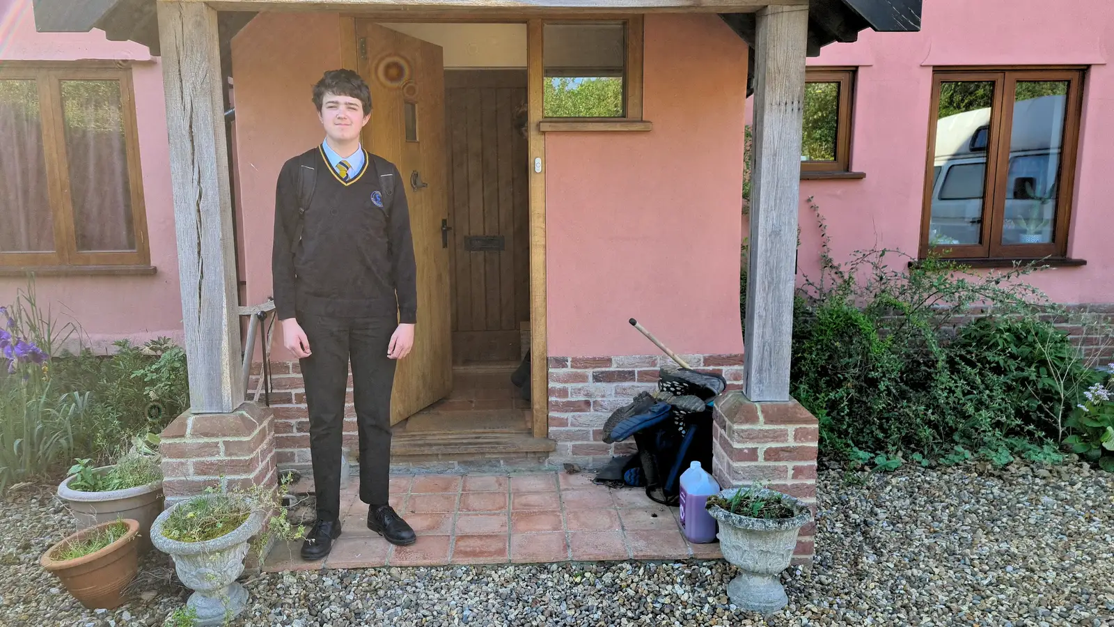 It's Fred's last-ever day in school uniform, from May Miscellany and New Kittens, Brome, Suffolk - 4th May 2025