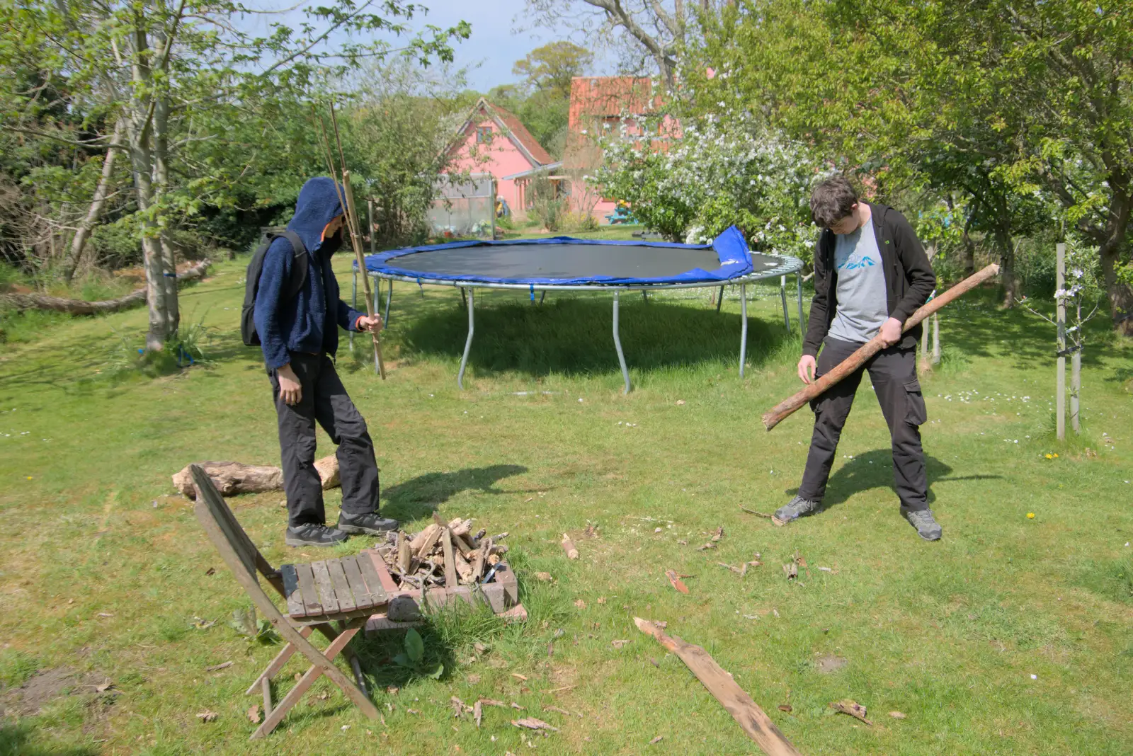 The boys are in the garden, from May Miscellany and New Kittens, Brome, Suffolk - 4th May 2025