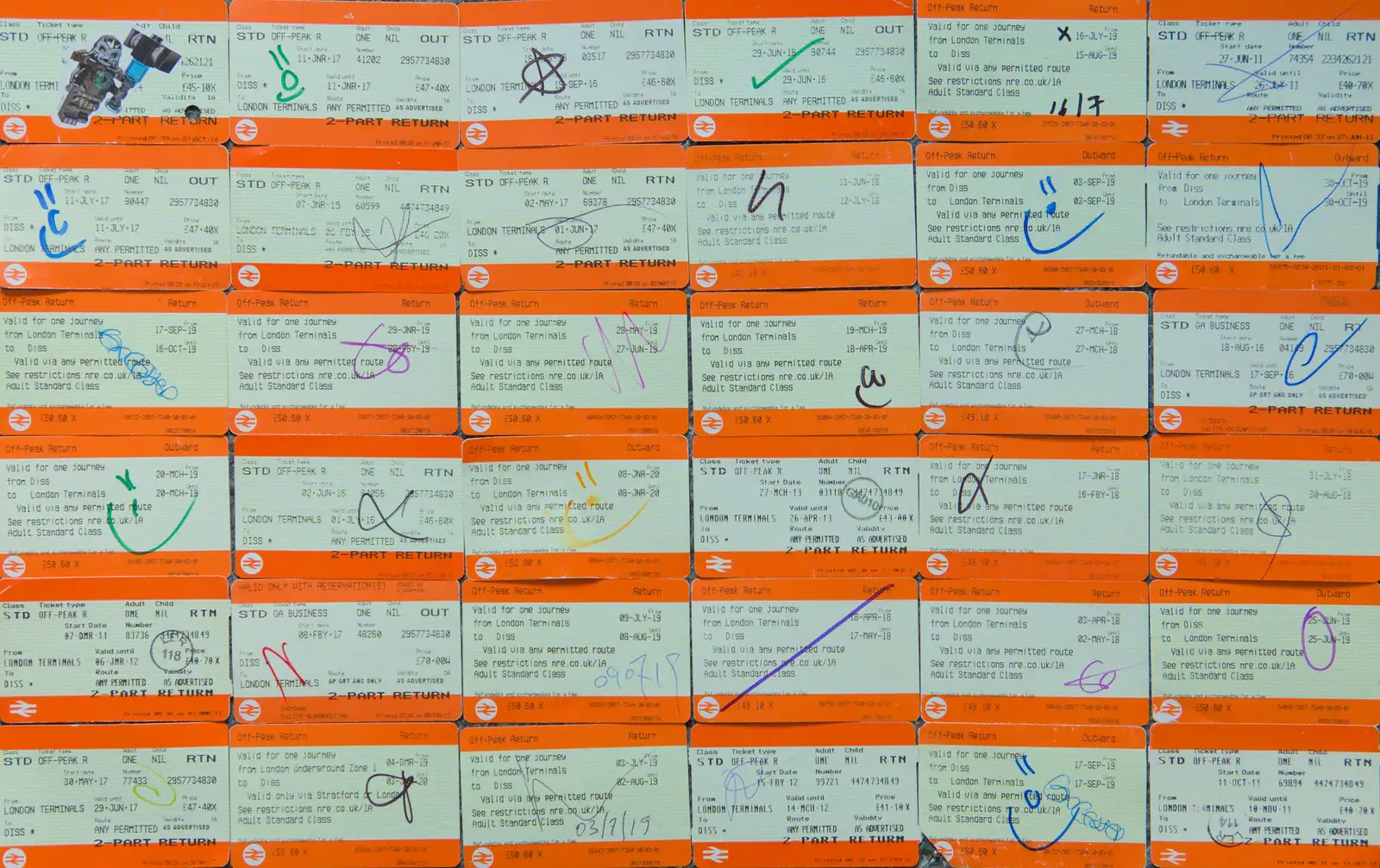 Some of the more interesting ticket cancellations, from May Miscellany and New Kittens, Brome, Suffolk - 4th May 2025