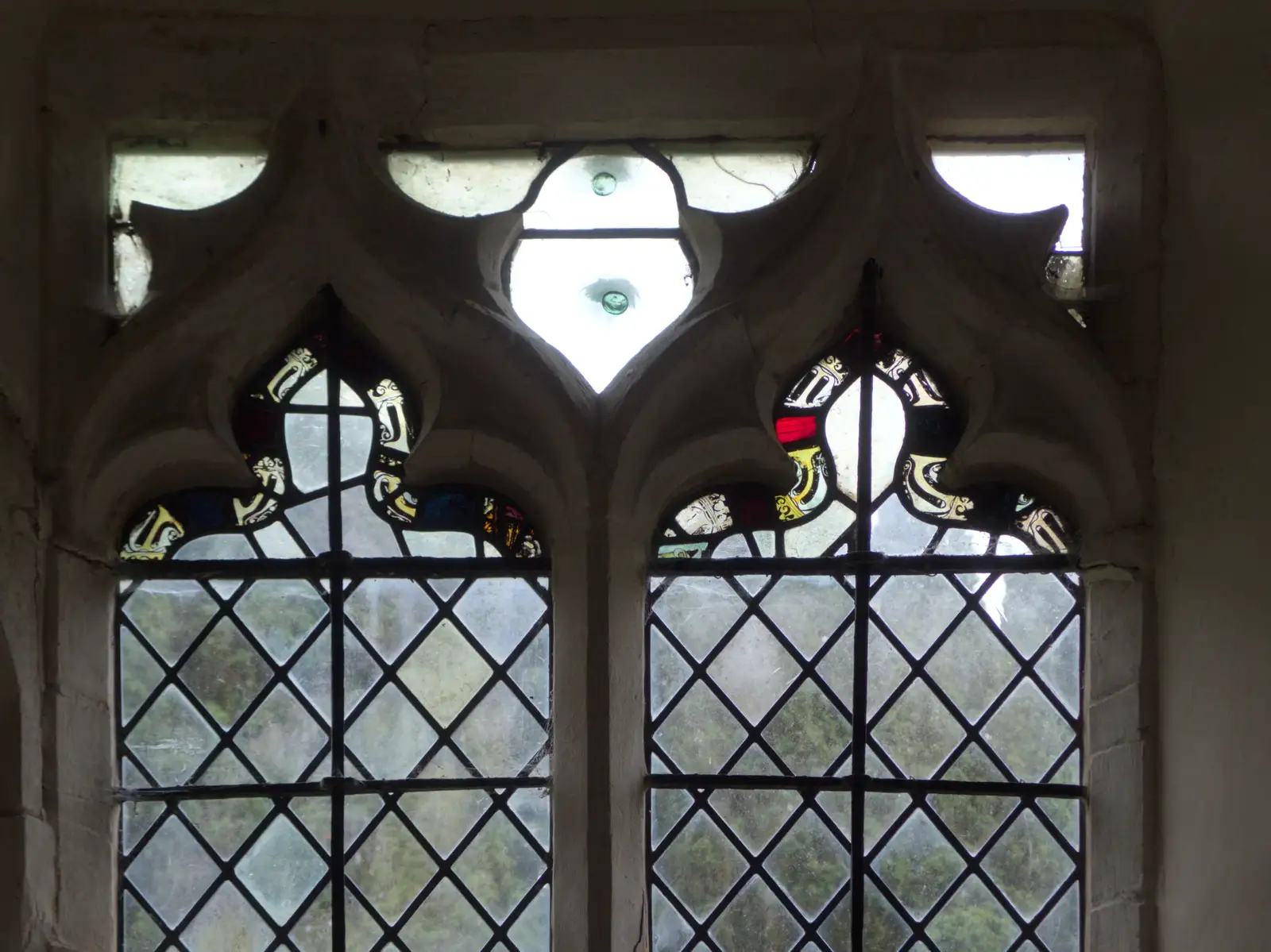 More tiny bits of old Mediaeval glass, from Hoxne, Bedfield, and the BSCC does the Lion, Debenham - 8th May 2025