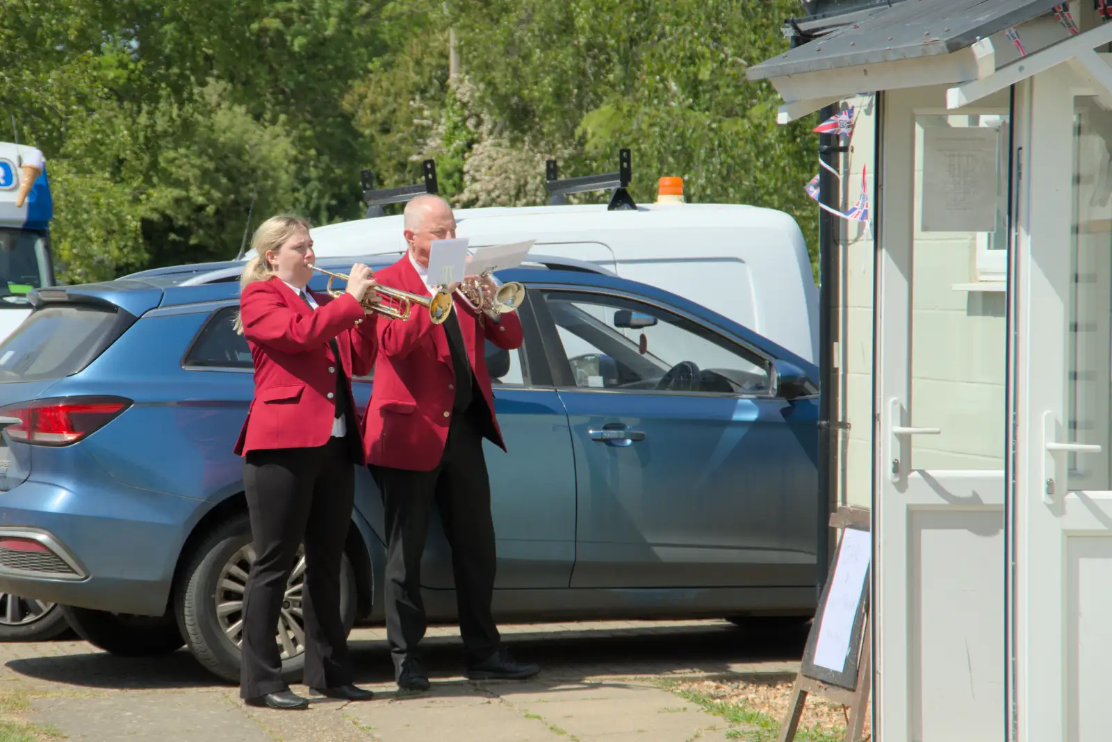 Harriet and David do Reveille and the Last Post, from The GSB Play the VE Day 80th Anniversary Event, Gislingham, Suffolk - 11th May 2025