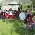 Terry waits with his bass drum, The GSB Play the VE Day 80th Anniversary Event, Gislingham, Suffolk - 11th May 2025