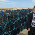 Isobel near some brand-new lobster pots, Trips to Wells and Walsingham, Norfolk - 25th May 2025