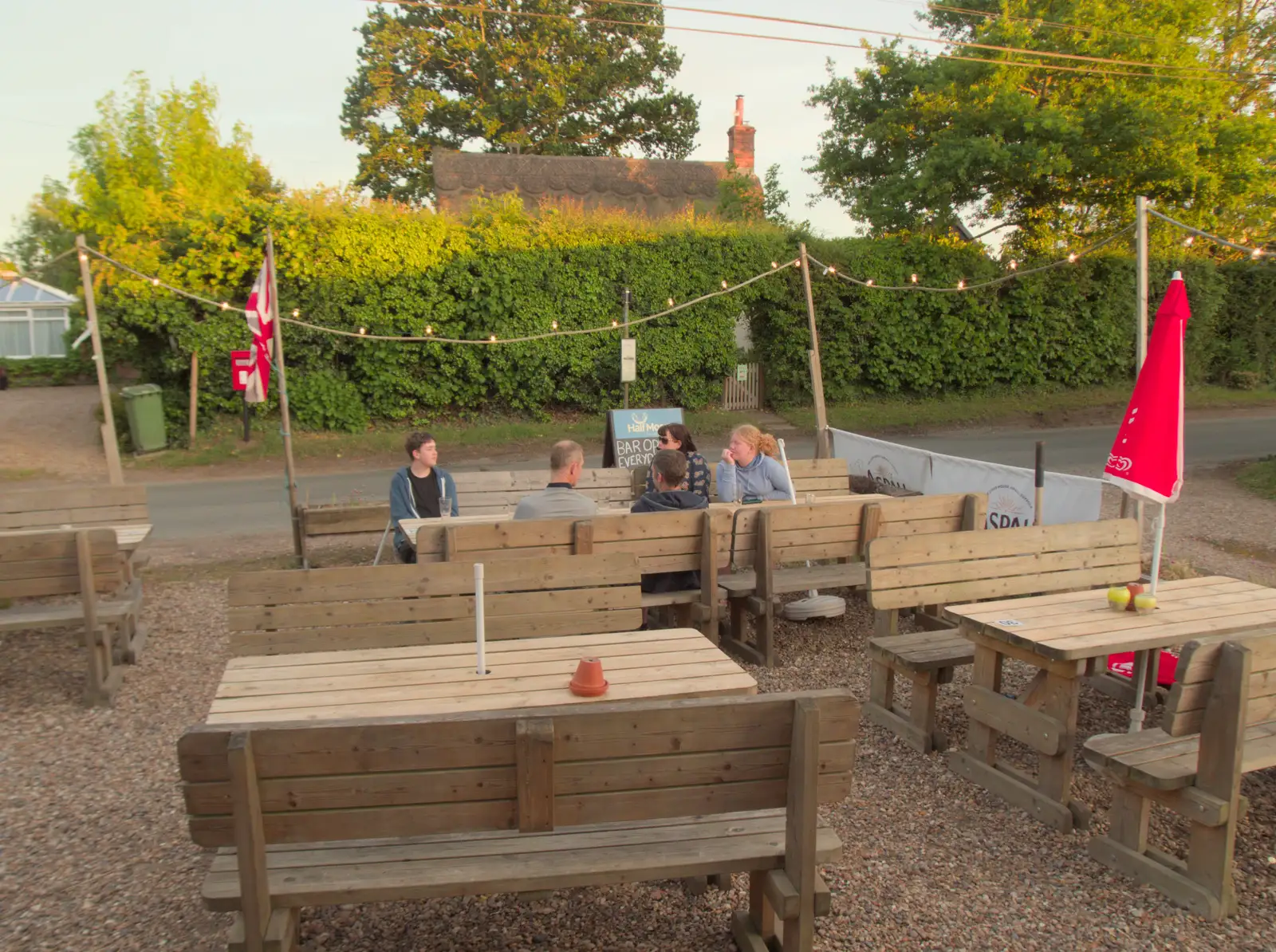 In the Half Moon's beer garden, from Camping at Weybread, and the BSCC at Rushall, Norfolk - 29th May 2025