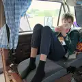 Harry has a drink in the van, Camping at Weybread, and the BSCC at Rushall, Norfolk - 29th May 2025