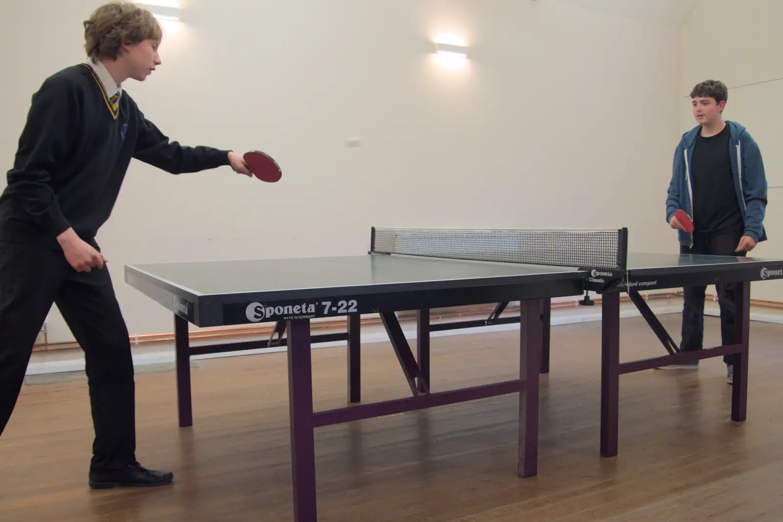 Fred and Oak play more table tennis, from Table Tennis at the Village Hall, Brome, Suffolk - 6th June 2025