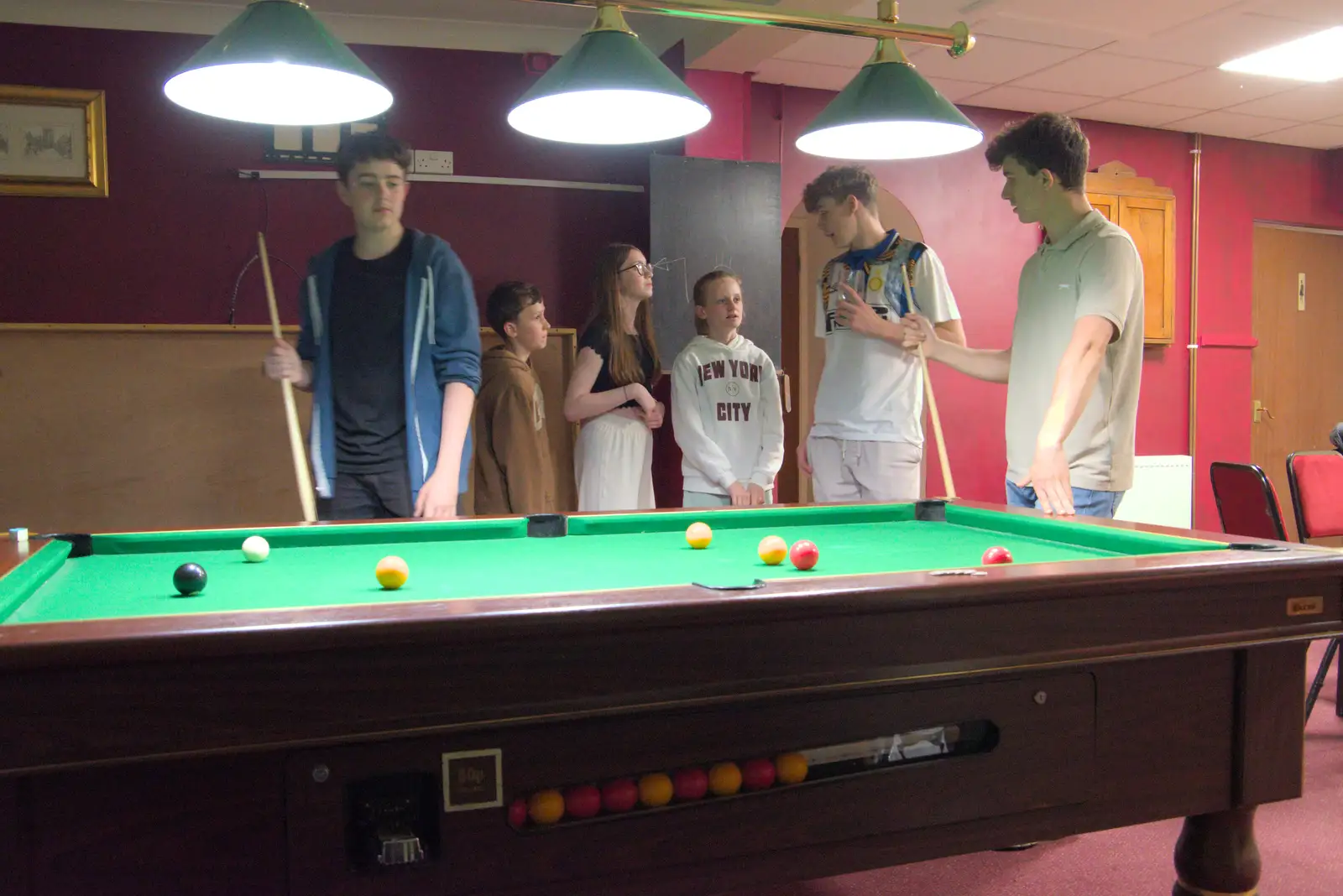 Fred's on the pool table, from Table Tennis at the Village Hall, Brome, Suffolk - 6th June 2025