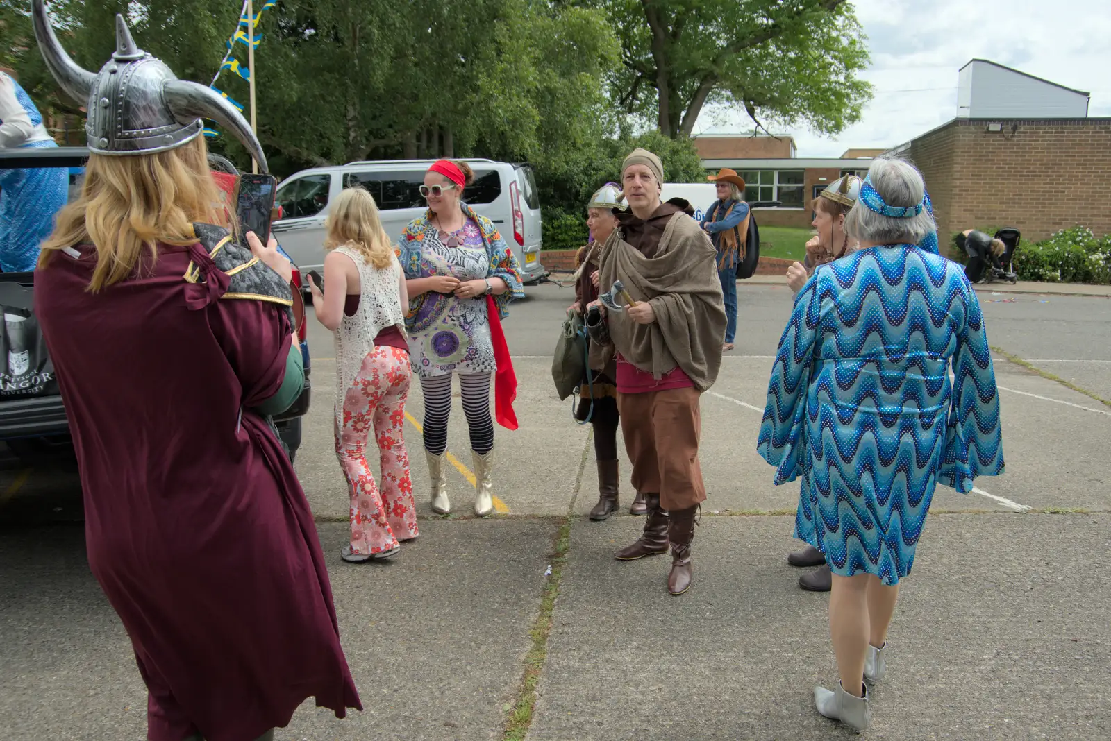 Vicky takes a photo, from Palgrave Players do the Carnival, Diss, Norfolk - 8th June 2025
