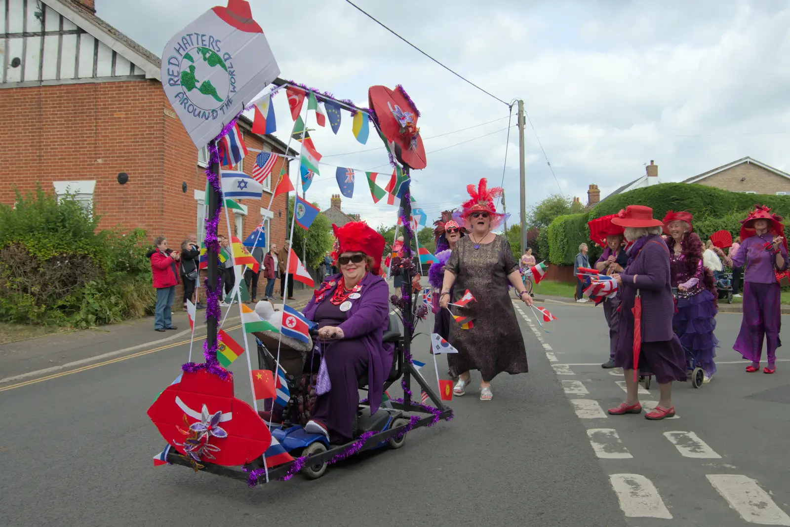 The Red Hatters very purple group, from Palgrave Players do the Carnival, Diss, Norfolk - 8th June 2025